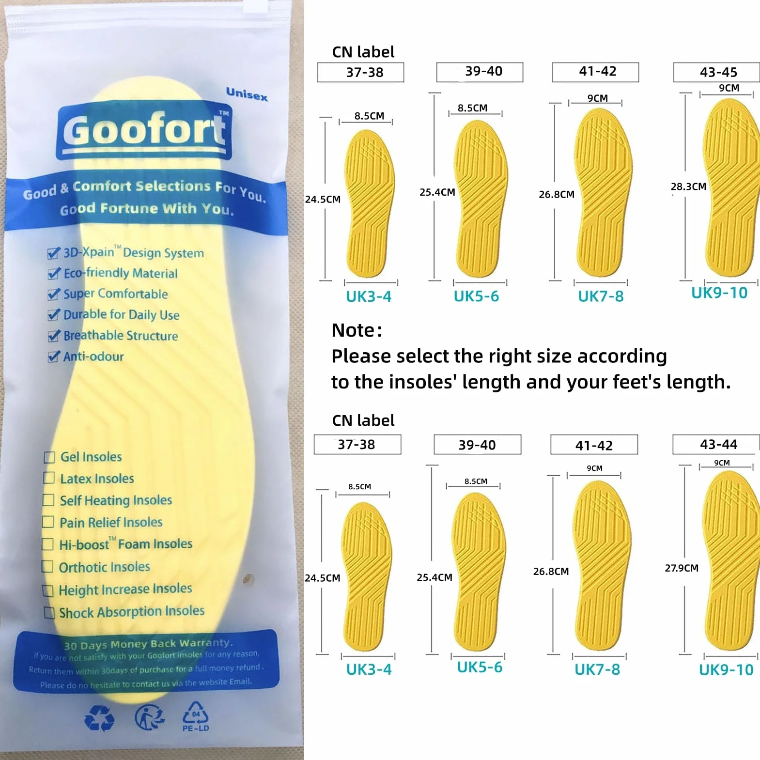 Goofort Plantillas ortopédicas 4 en 1 para corregir la postura, plantillas de gel para pies planos, soporte de arco ortopédico, sobrepronación, supinación, fascitis plantar, metatarsalgia X/O, valgus