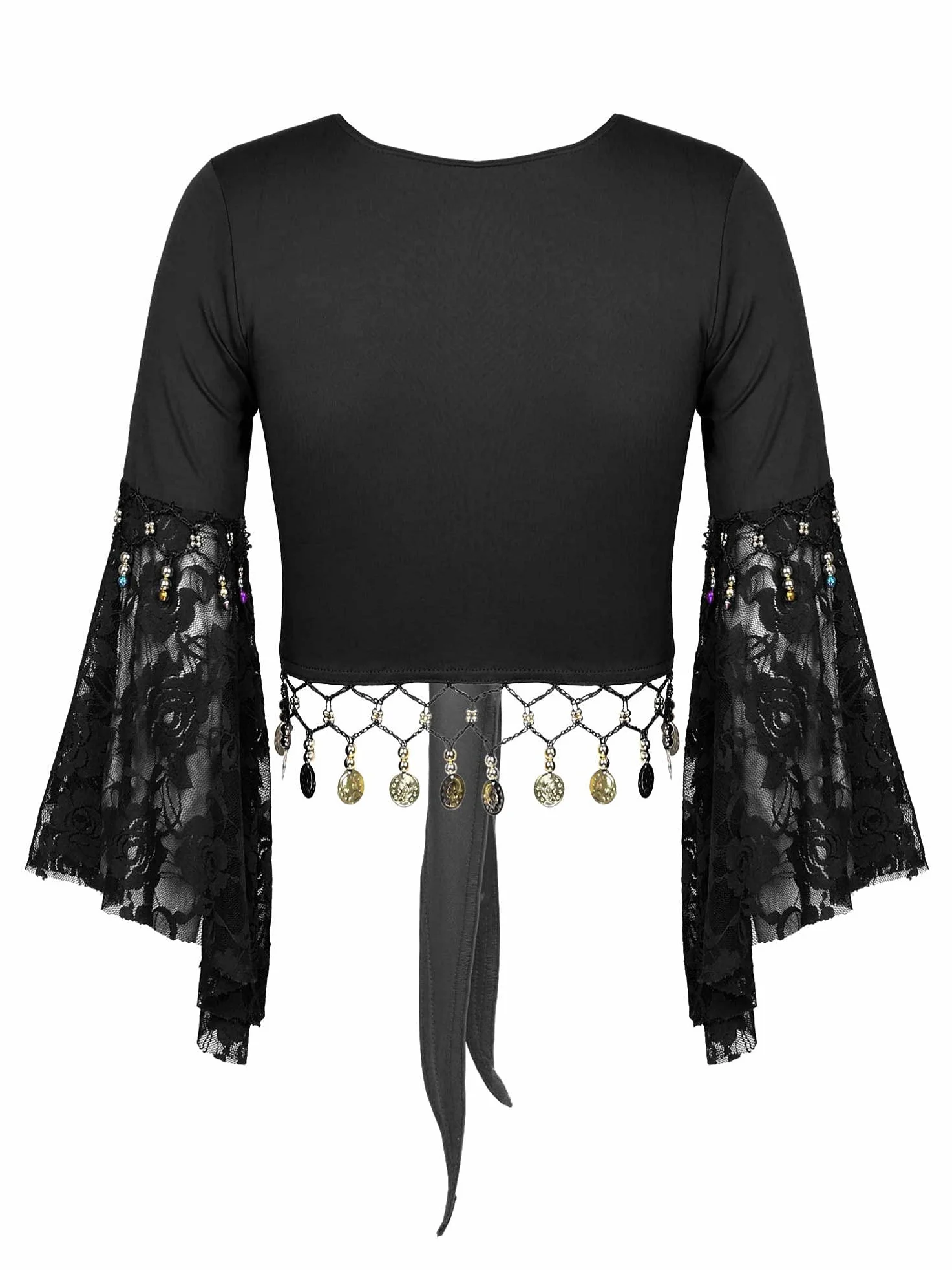 Alvivi Top de Danza del Vientre para Mujer Disfraz de Bailarina Top Manga Volantes de Danza Moderna Crop Top de Danza Oriental Mujer