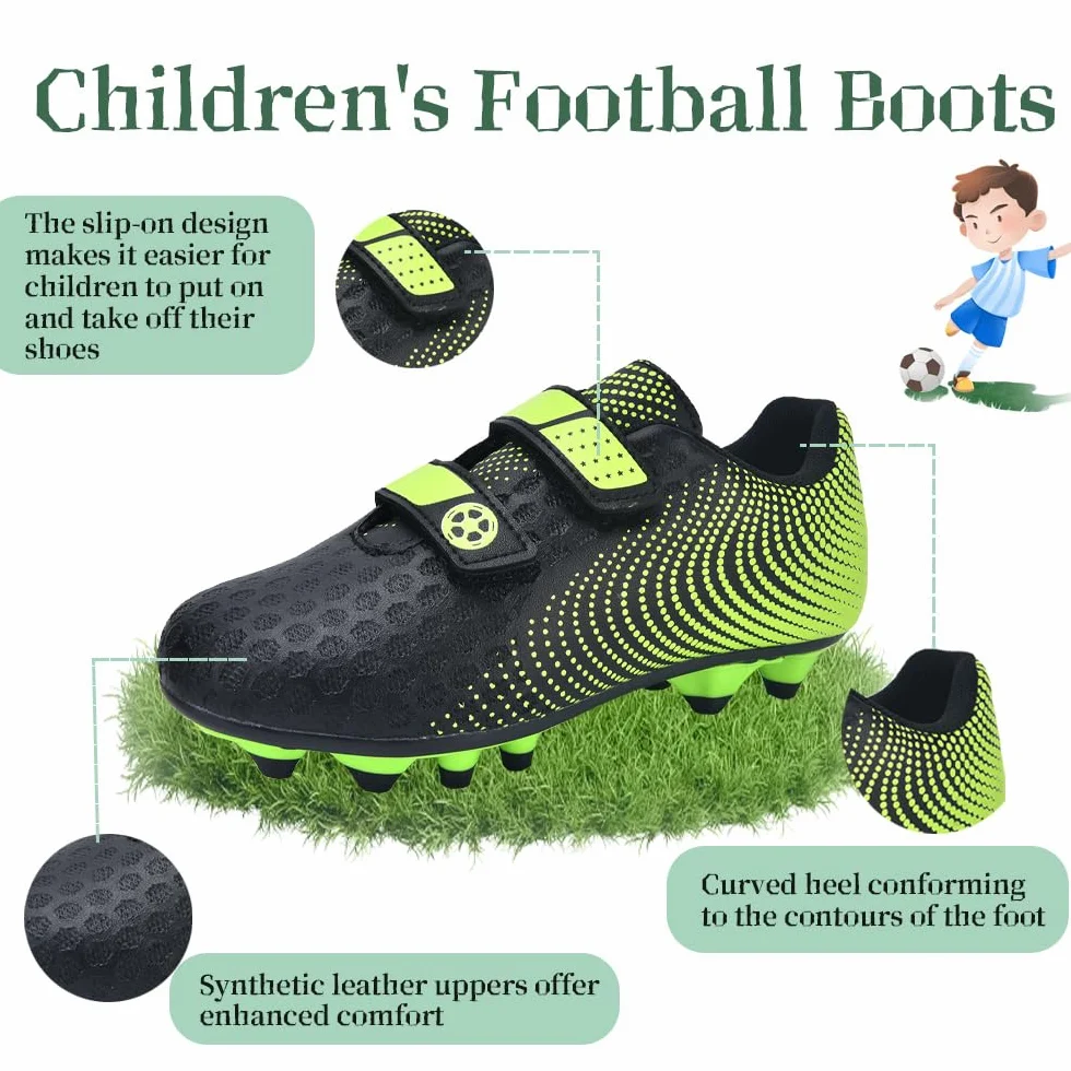 Botas de Futbol Niño Zapatos de Futbol Zapatillas Futbol Césped Artificial Tacos Profesional Entrenamiento Aire Libre Deporte Antideslizante Cómodo Unisex 28-37EU