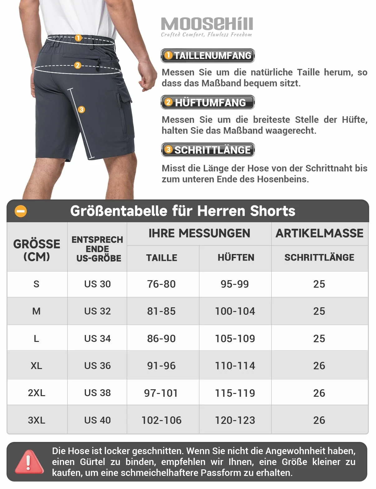 Moosehill Pantalones cortos para hombre, pantalones de senderismo, pantalones cortos cargo impermeables con 6 bolsillos, ligeros, transpirables, pantalones de ciclismo para hombre, bermudas cortas,