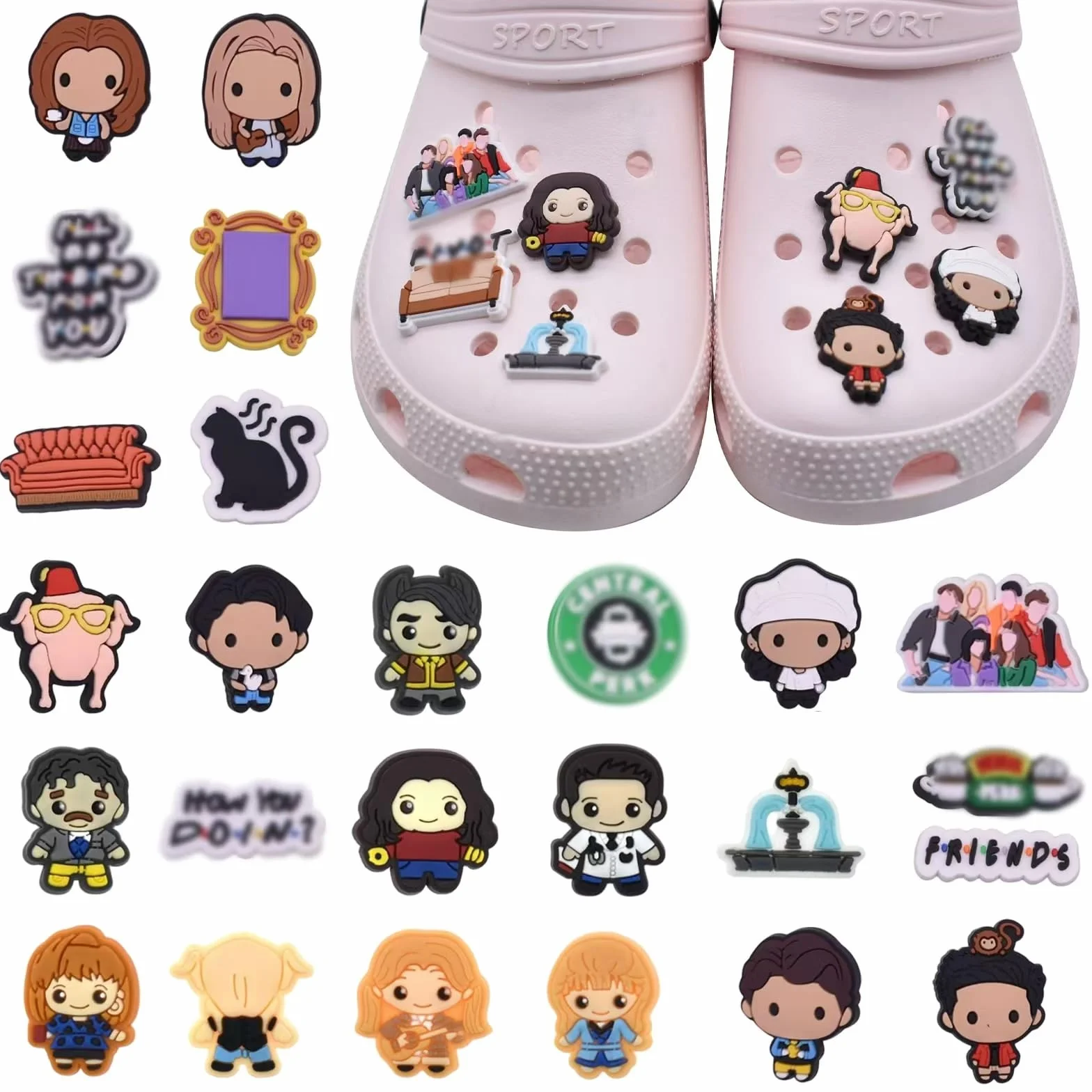JSTHHTT 25 Pins para Croc, Shoe Charms, Adornos de Zapatos, Charms Croc, Pins Decorativos de Dibujos Animados, Accesorios Para Zapatos Deportivos, Decoración de zapatos para Adultos, Niños y Niñas