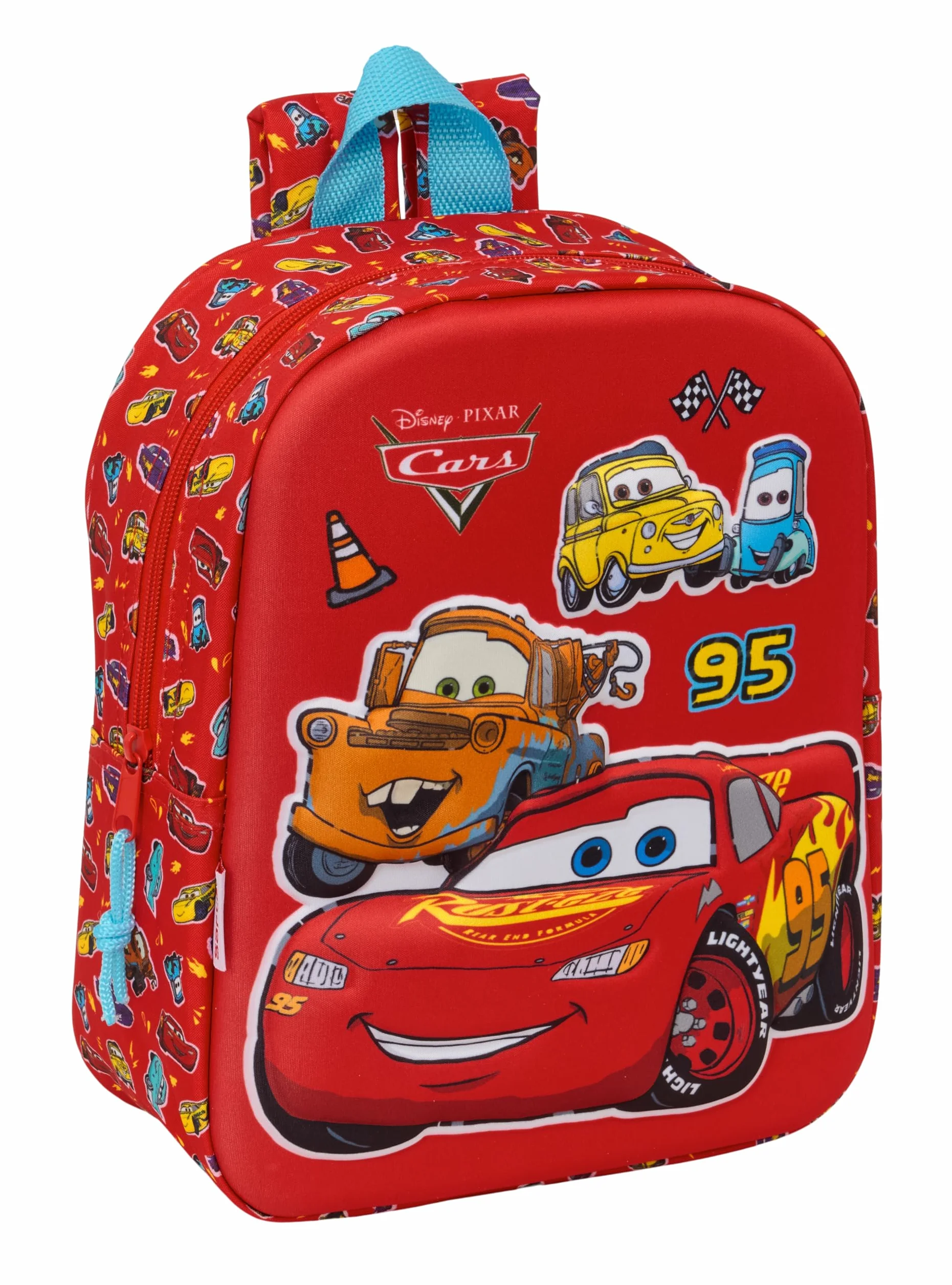 CARS - Mochila de Guardería 3D, Fácil Limpieza, Ideal para Niños de Diferentes Edades, Cómoda y Versátil, Calidad y Resistencia, 22x10x27 cm