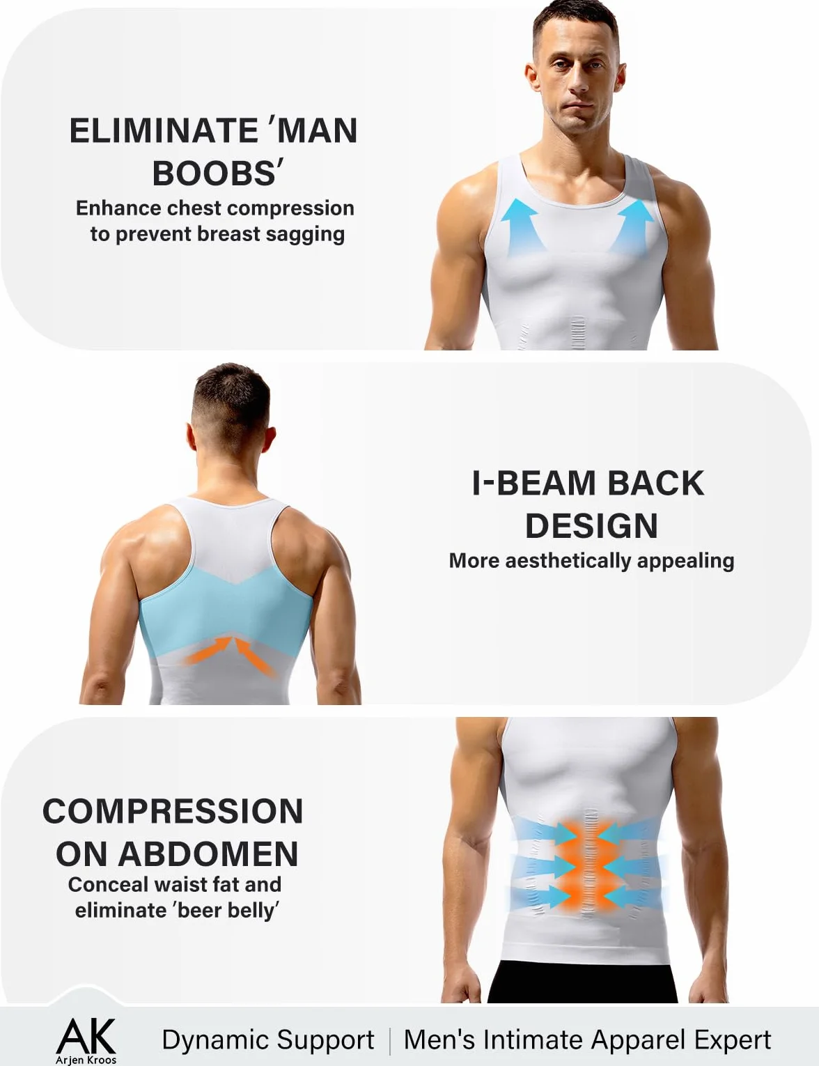 Arjen Kroos Camiseta de Compresión para Hombre Body Shaper Faja Chaleco Reductora Sin Mangas para Running Deportiva Gym