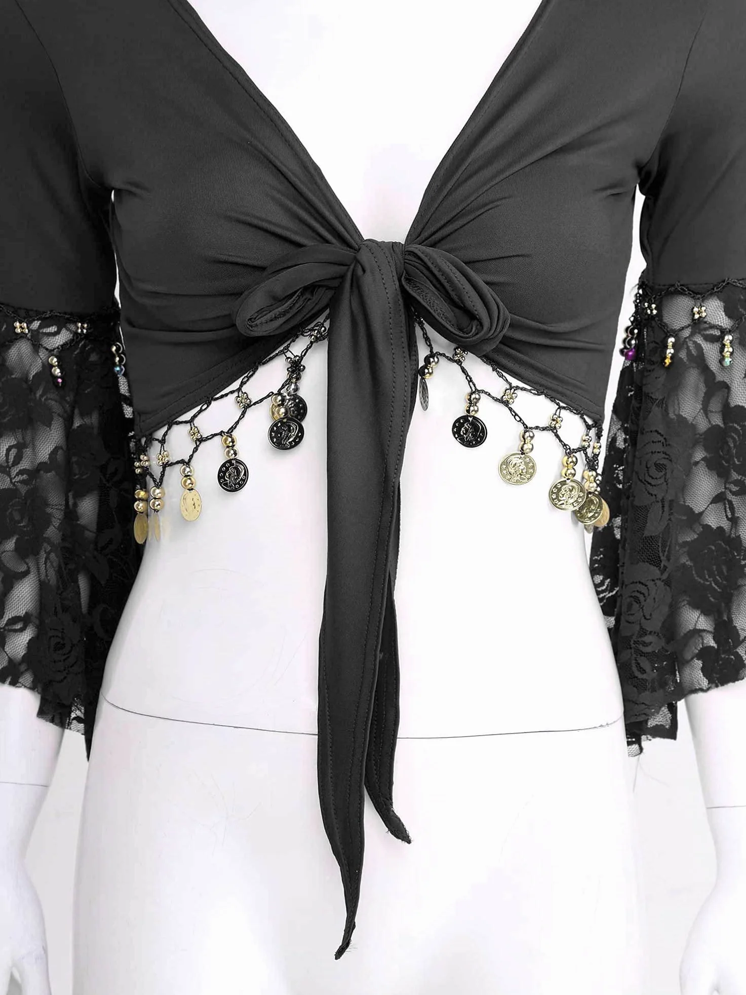 Alvivi Top de Danza del Vientre para Mujer Disfraz de Bailarina Top Manga Volantes de Danza Moderna Crop Top de Danza Oriental Mujer