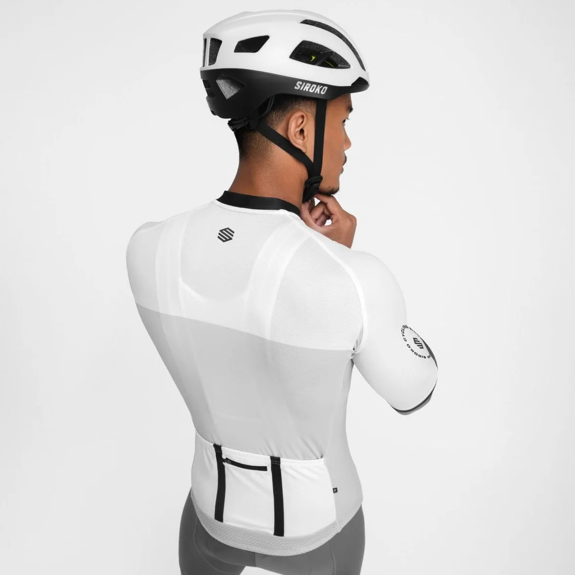 SIROKO - Maillot para Ciclismo M2 Granfondo - L - Blanco/Gris