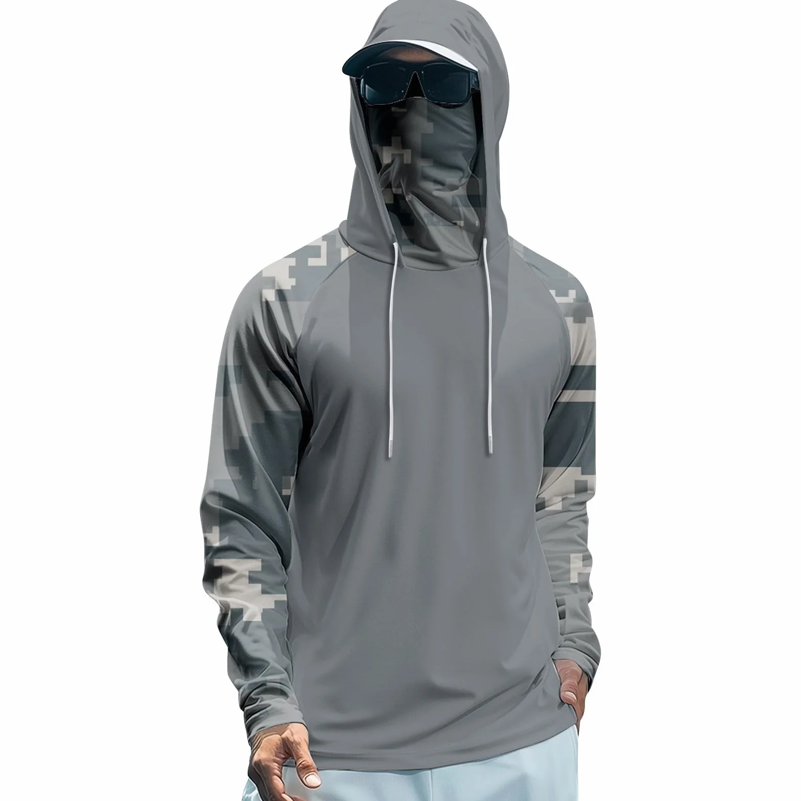 MOKBAY Camiseta Proteccion Solar Hombre Transpirable Running Manga Larga con Capucha UPF 50 Rashguard Ciclismo Gimnasio Deporte Trekking Camisetas