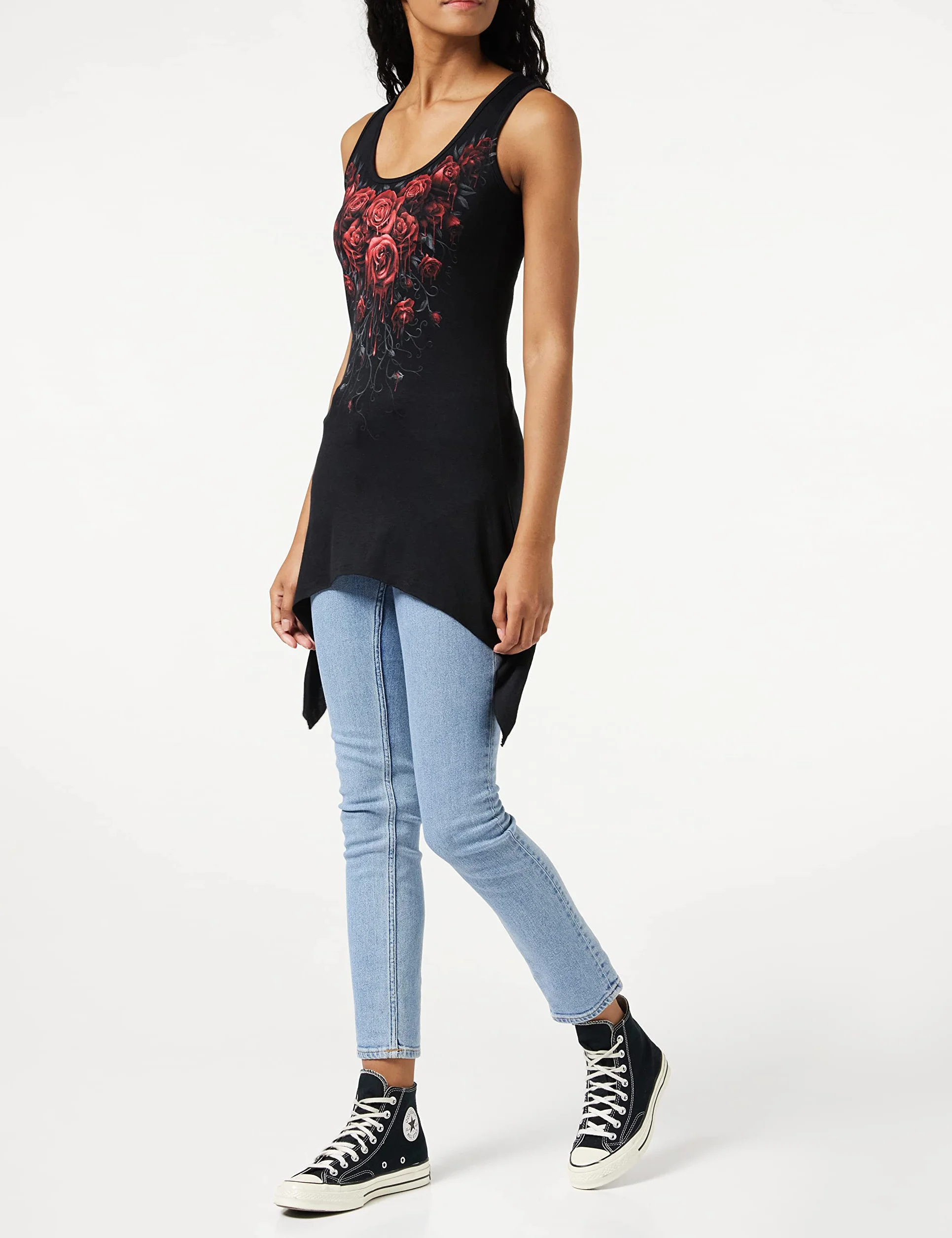 Spiral Blood Rose Mujer Top Negro Regular