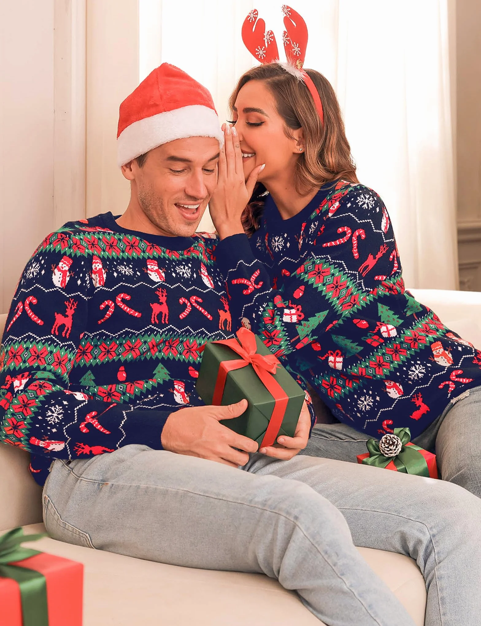 Totatuit Jersey Navideño Mujer Jersey Navidad Mujer Manga Larga Suéter de Navidad para Mujer Invierno Ropa de Punto de Reno Monigote de Nieve