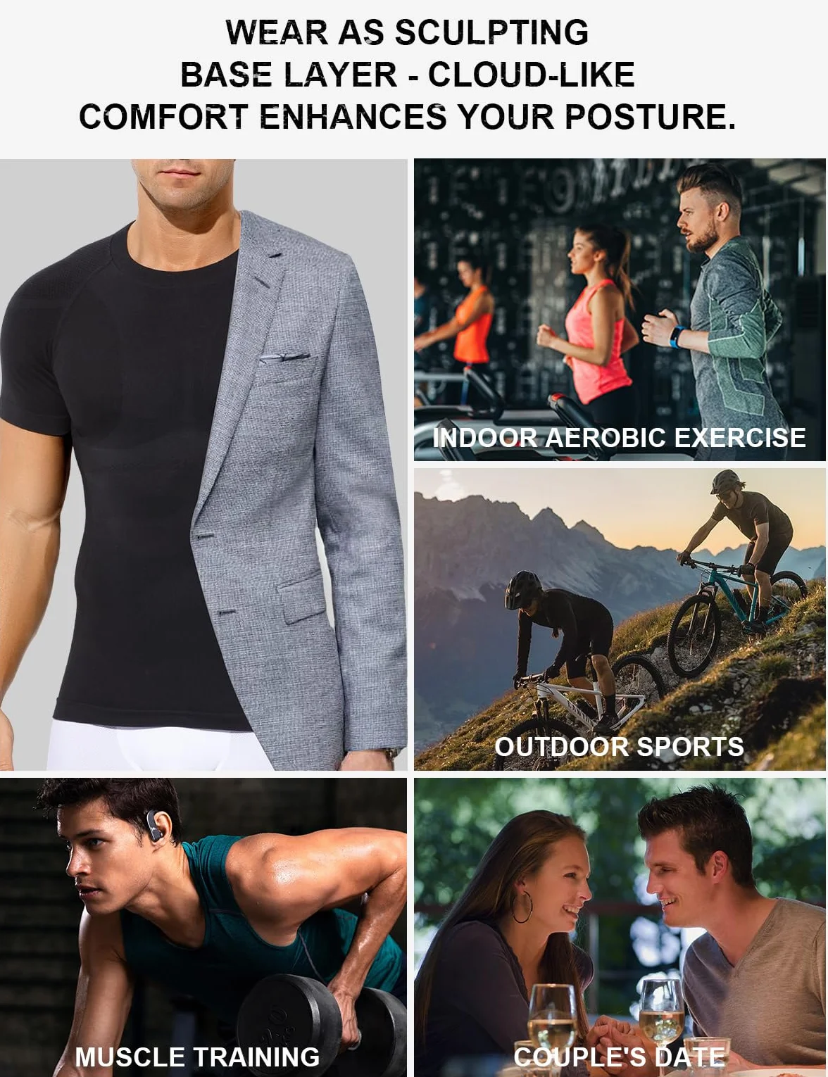 Casey Kevin Camisa Compresión Hombre Manga Corta, Faja Reductora Compresión Adelgazante para Hombre, Camisetas Interiores Delgadas para Abdominales Body Shaper