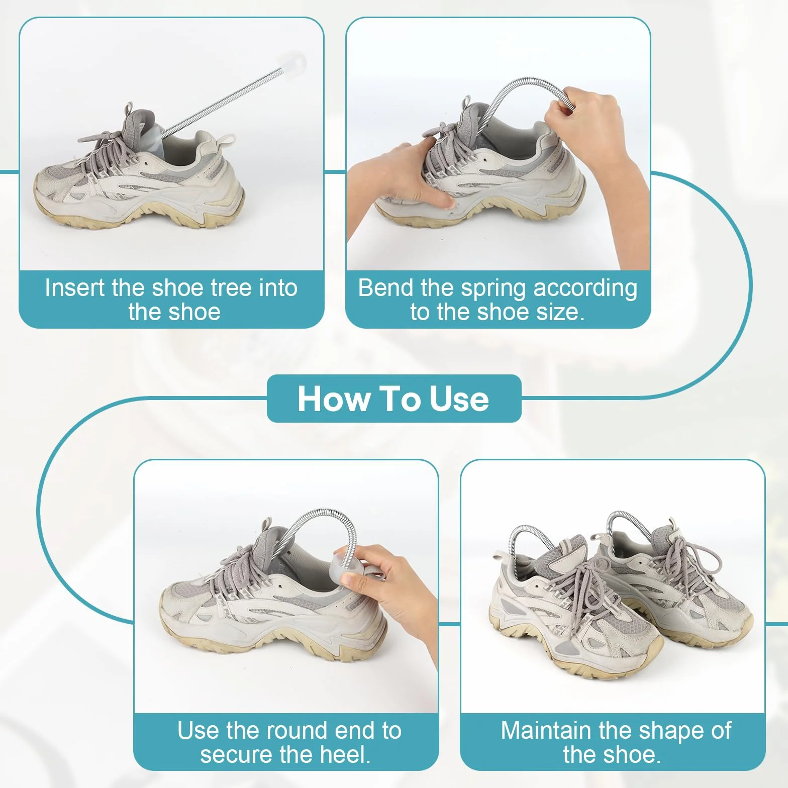 4 Pares Hormas para Zapatos Hombre, Ensanchador de Zapatos Ajustable de Resorte, Hormas Zapatos para Zapatos Casuales, Zapatos de Cuero, Talla 40-47