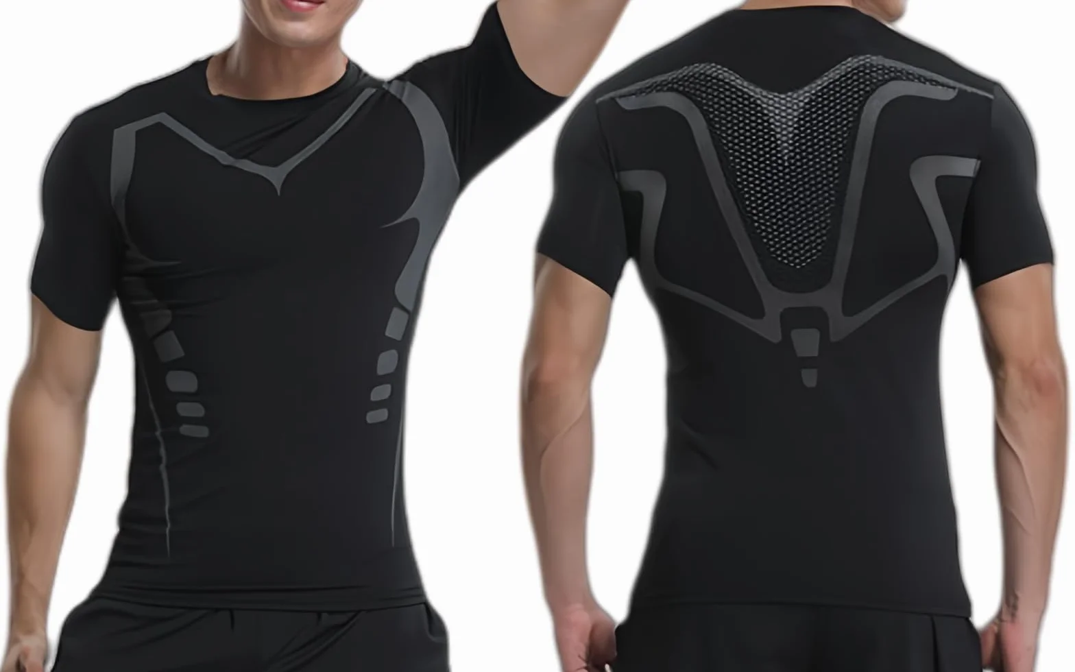 Camisa de Compresión Hombre Manga Corta para Running Deportiva Camiseta Camiseta Ajustada de Secado rápido para Hombres Fitness