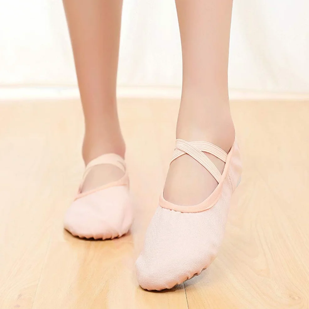 Exceart Zapatos de Ballet de Cuero Zapatillas de Ballet con Suela Completa Zapatos de Baile Zapatos de Yoga para Mujeres Niños Niñas Práctica de Baile 1 par Talla 25