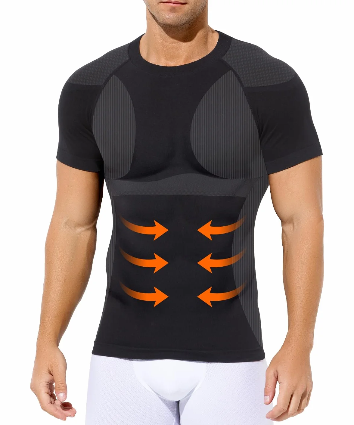Casey Kevin Camisa Compresión Hombre Manga Corta, Faja Reductora Compresión Adelgazante para Hombre, Camisetas Interiores Delgadas para Abdominales Body Shaper
