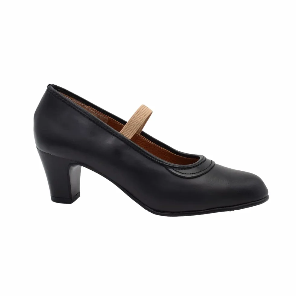 PASARELA - Zapatos de Baile Flamenco de Piel Negros con Clavos para Mujer Cuero