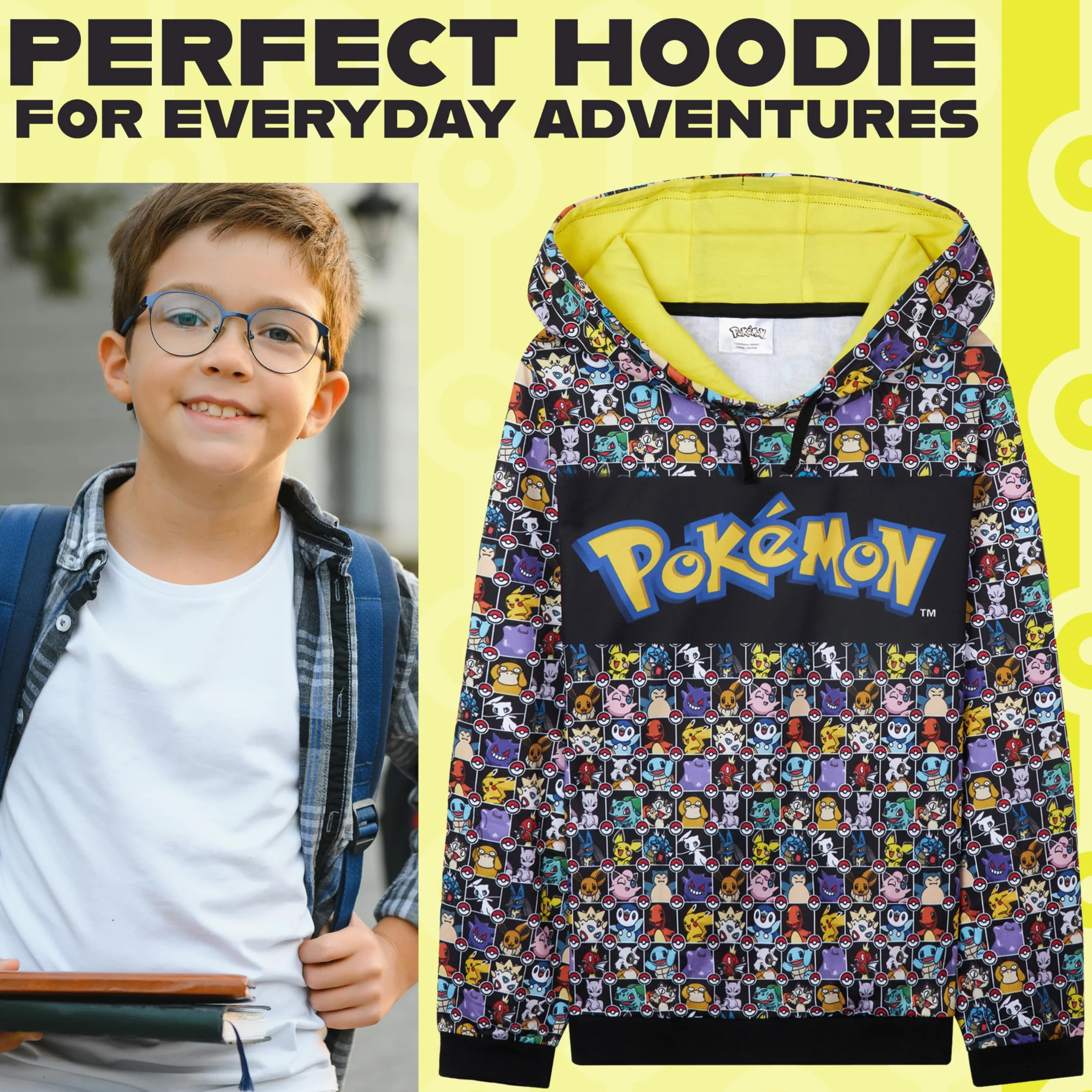 Pokémon Sudadera con Capucha Adolescentes y Niños Pikachu 4-15 Años Oficial Regalos Cumpleaños Niños Colegio