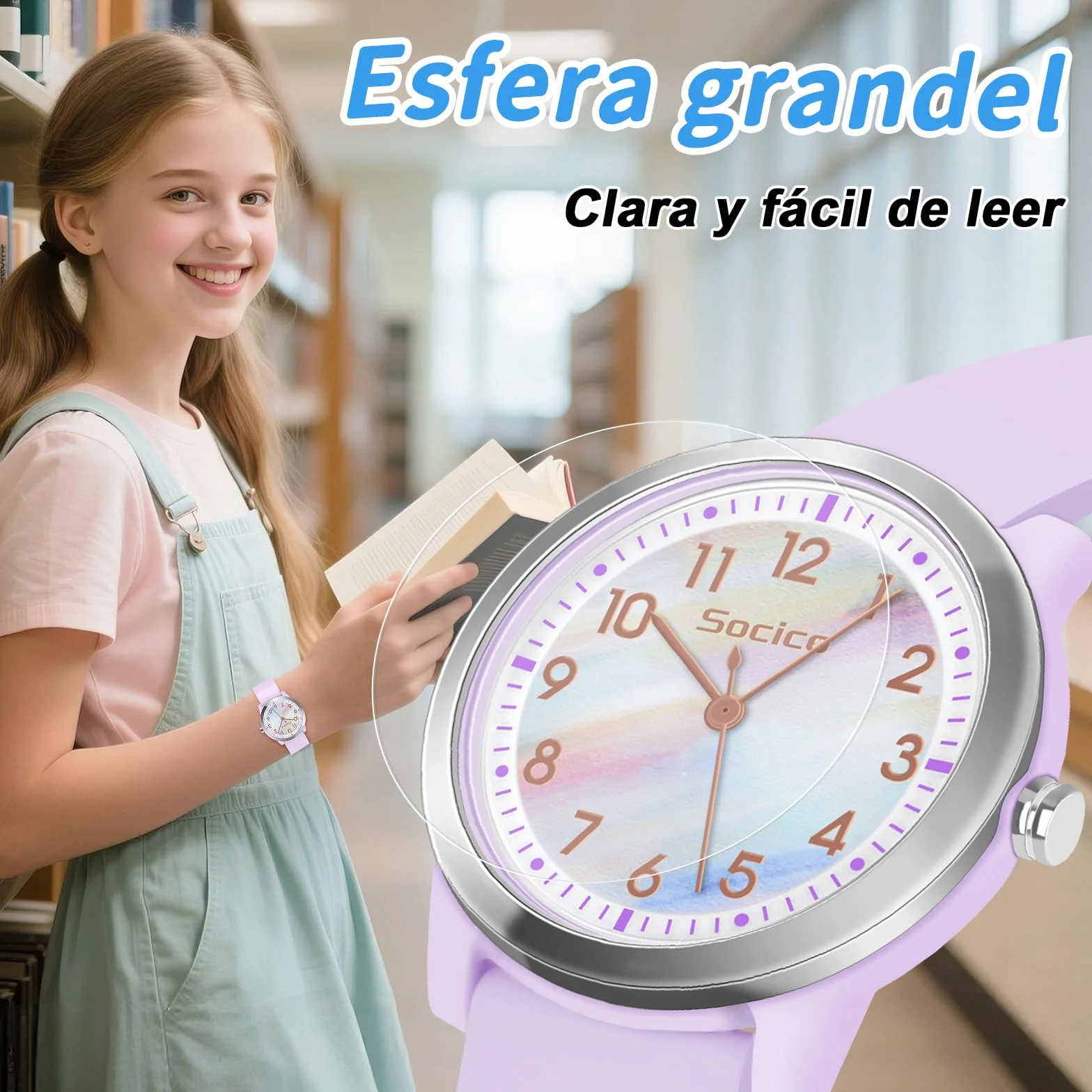 SOCICO Reloj de Pulsera Analógico para Niños Niñas, 5ATM/50M Impermeable Minimalista, Reloj de Pulsera para Niños de 8 a 18 Años Adolescentes