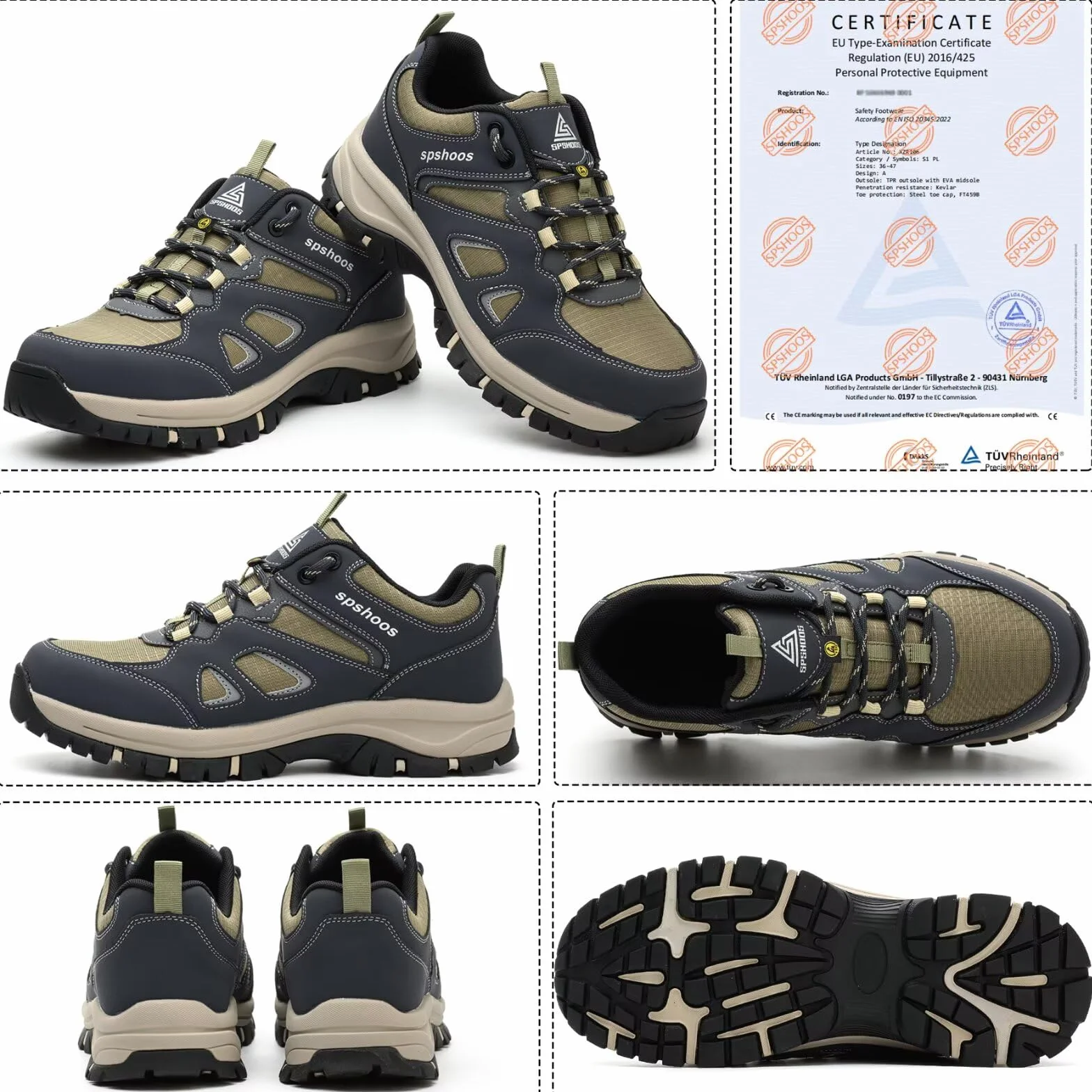 Zapatos de Seguridad para Hombre Mujer S1P ESD Zapatillas Trabajo Comodos Calzado de Seguridad Ligero con Punta de Acero