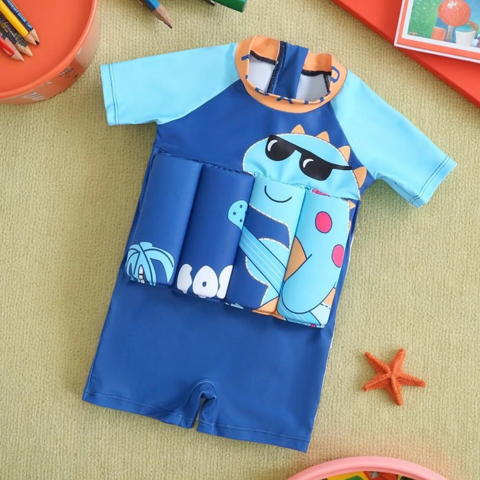 Traje Flotante Para Niños Pequeños,Traje de Baño Flotante Bañador Flotador - Chaleco Natación Rápido Secado Motivo Dinosaurio para Niños Niñas Piscina Playa Verano Deportes Acuáticos Natación Exterior