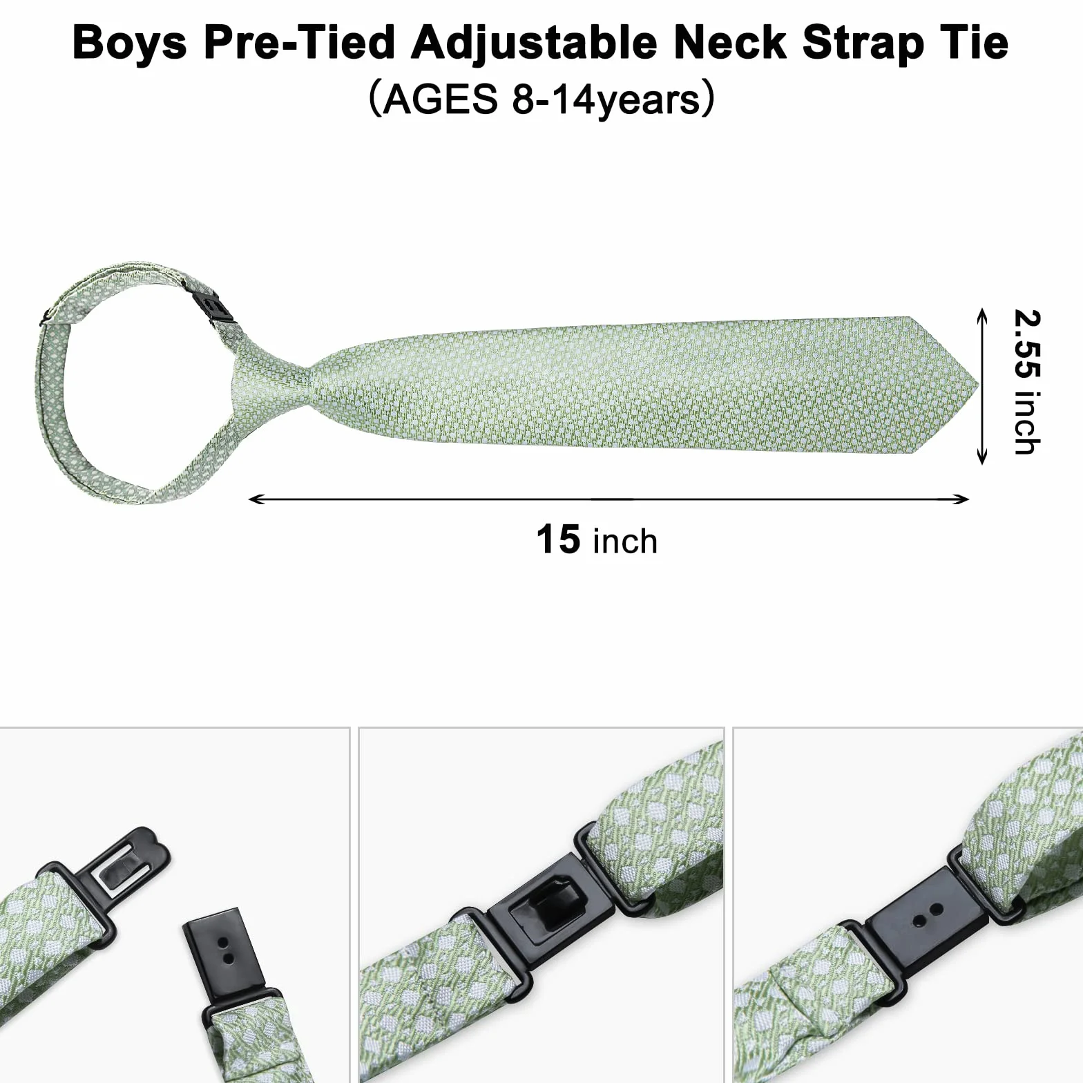 DiBanGu Corbata preatada para niños de seda y pañuelo de bolsillo para niños de 7 a 15 años