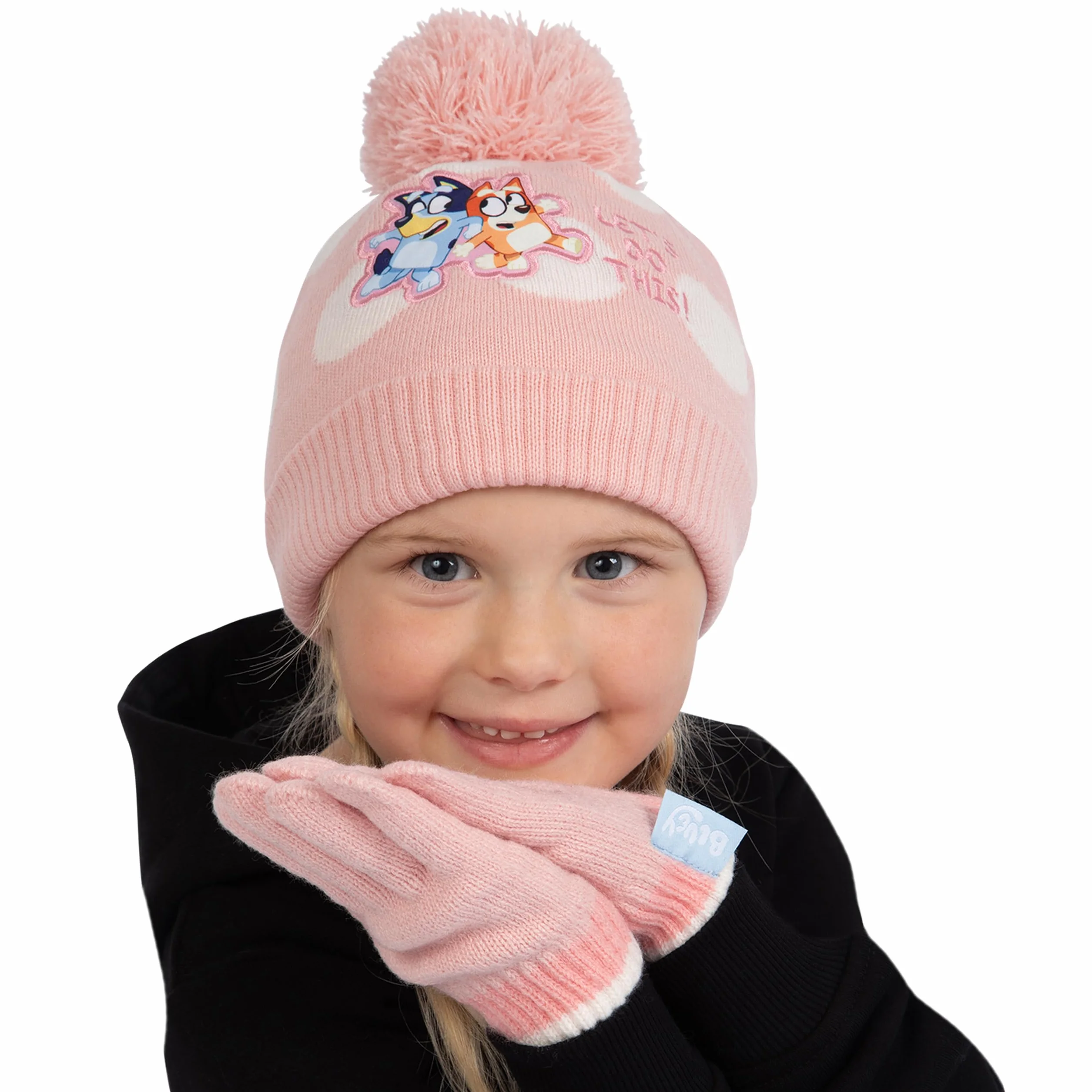 Bluey Gorra Bingo | Guantes Niña Invierno | Gorro Y Guantes | One Size Rosa