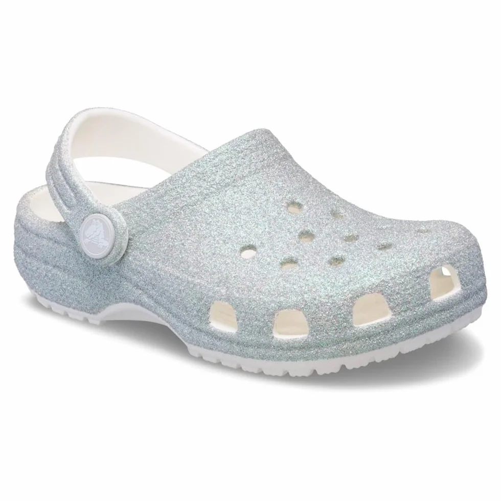 Crocs Classic Iridescent Glitter Cgk, Zuecos Unisex niños, Blanco, 32/33 EU