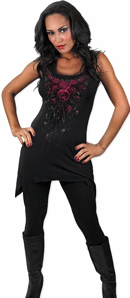 Spiral Blood Rose Mujer Top Negro Regular