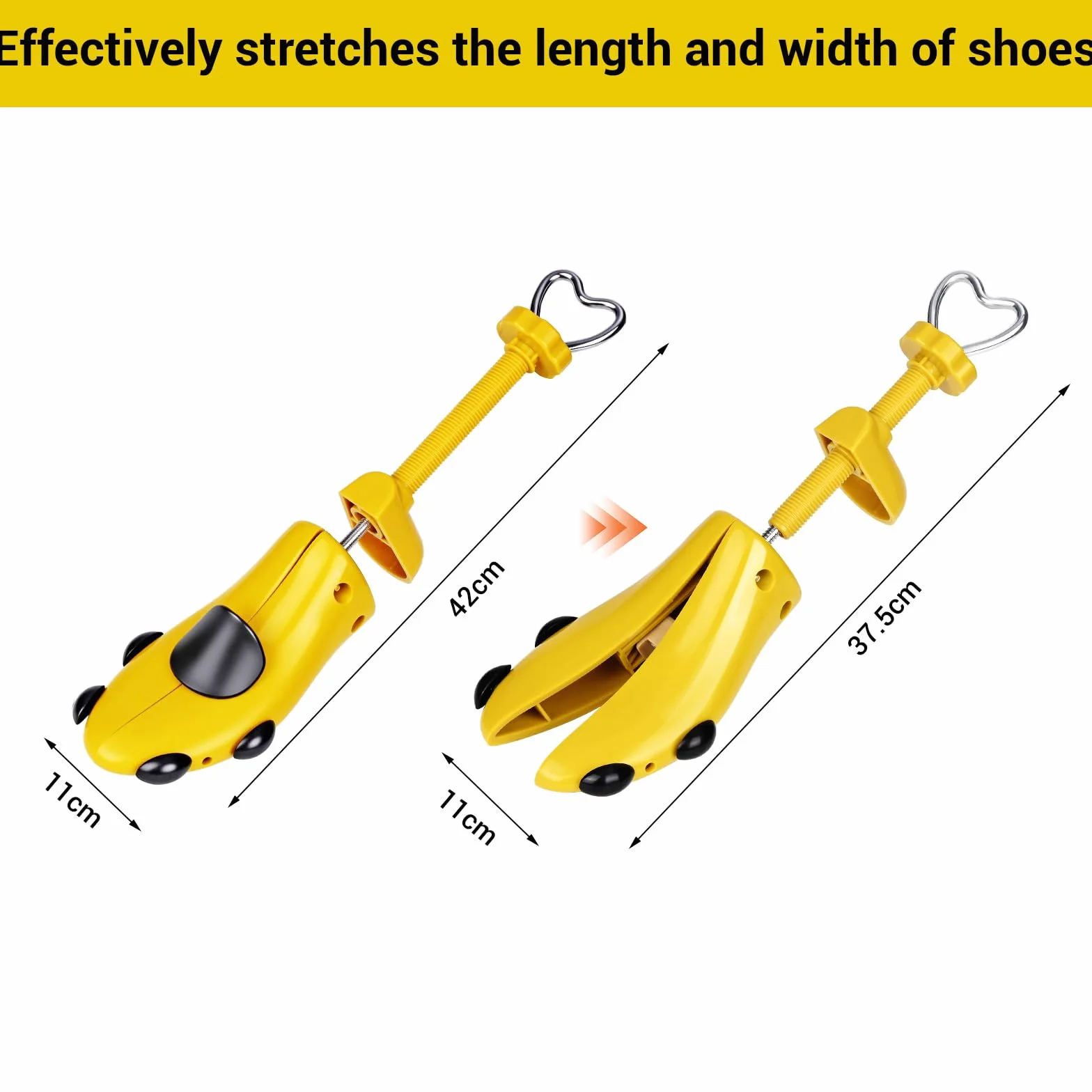 1 par de hormas de zapatos ajustables, expansores de zapatos para hombre y mujer, ancho para zapatos demasiado ajustados, zapatos nuevos, zapatillas de piel, amarillo, talla única EU40-47