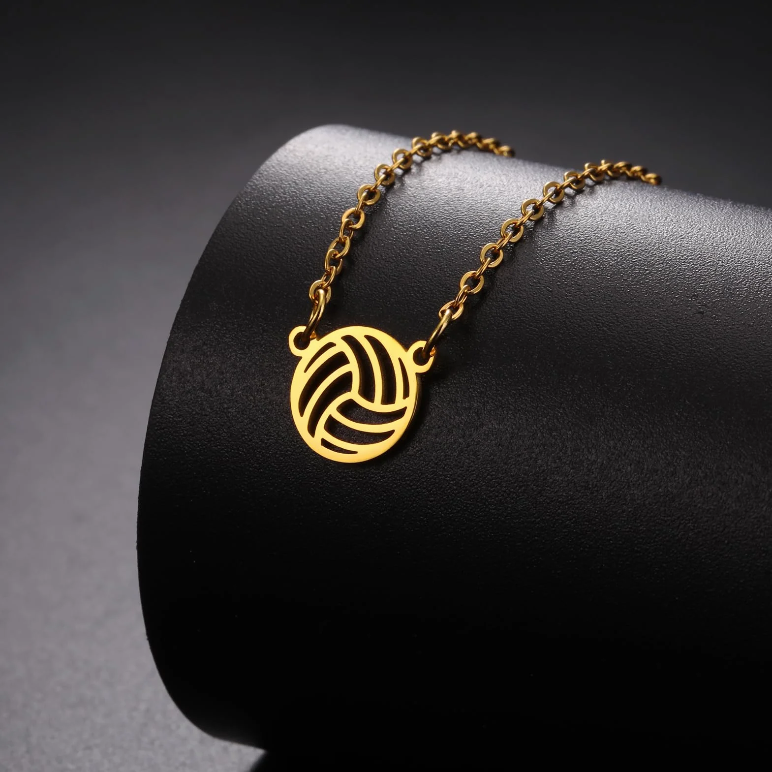 TEAMER Collar de Vollyball de Acero Inoxidable Delicado Colgante de Voleibol Pulsera Pendiente Joyería de Bola Deportiva de Moda