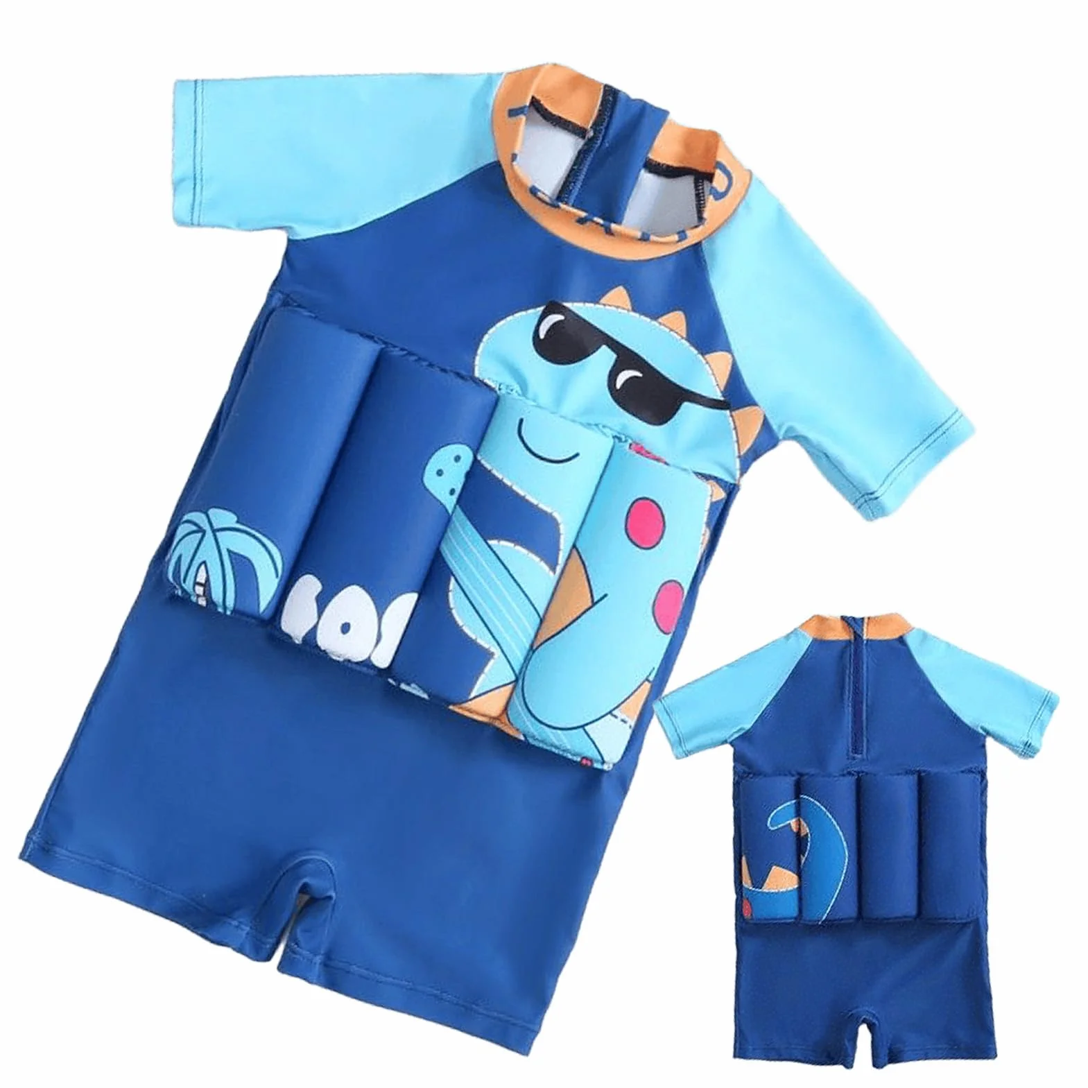 Traje Flotante Para Niños Pequeños,Traje de Baño Flotante Bañador Flotador - Chaleco Natación Rápido Secado Motivo Dinosaurio para Niños Niñas Piscina Playa Verano Deportes Acuáticos Natación Exterior