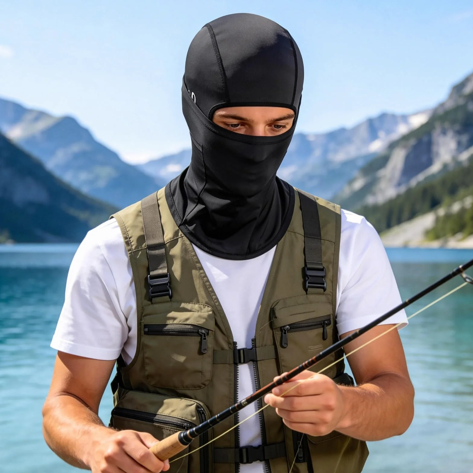 Pasamontañas Moto Verano Transpirable - Máscara Facial Ciclismo con Orificios para Gafas, Protección UV Antiviento para Senderismo Pesca