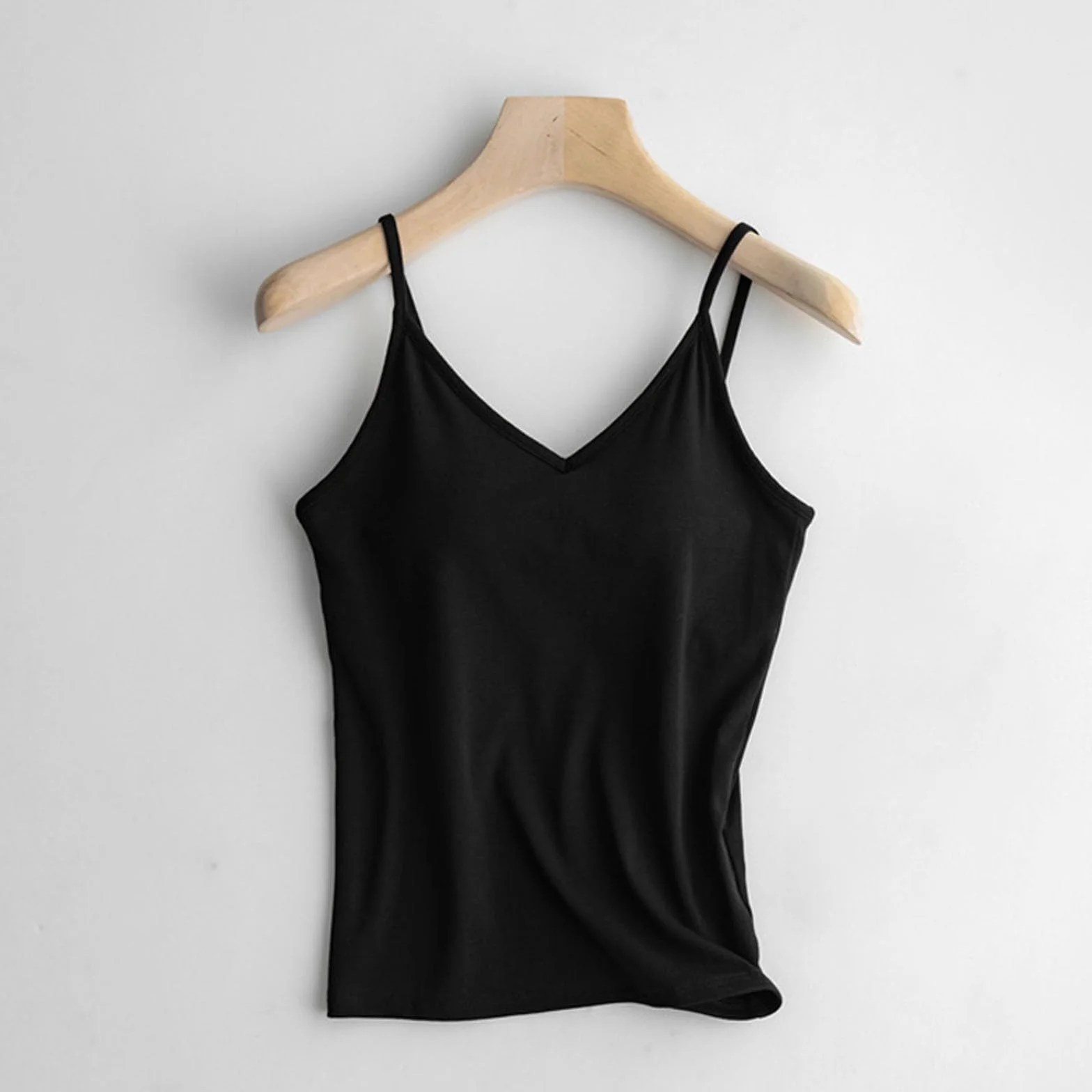 Camisetas y sujetadores para mujer con sujetador integrado de algodón - Top con escote sin abdomen Tops de verano Camiseta interior de tallas grandes Crop Sporttop Bh Camisa Tirantes Top Tirantes