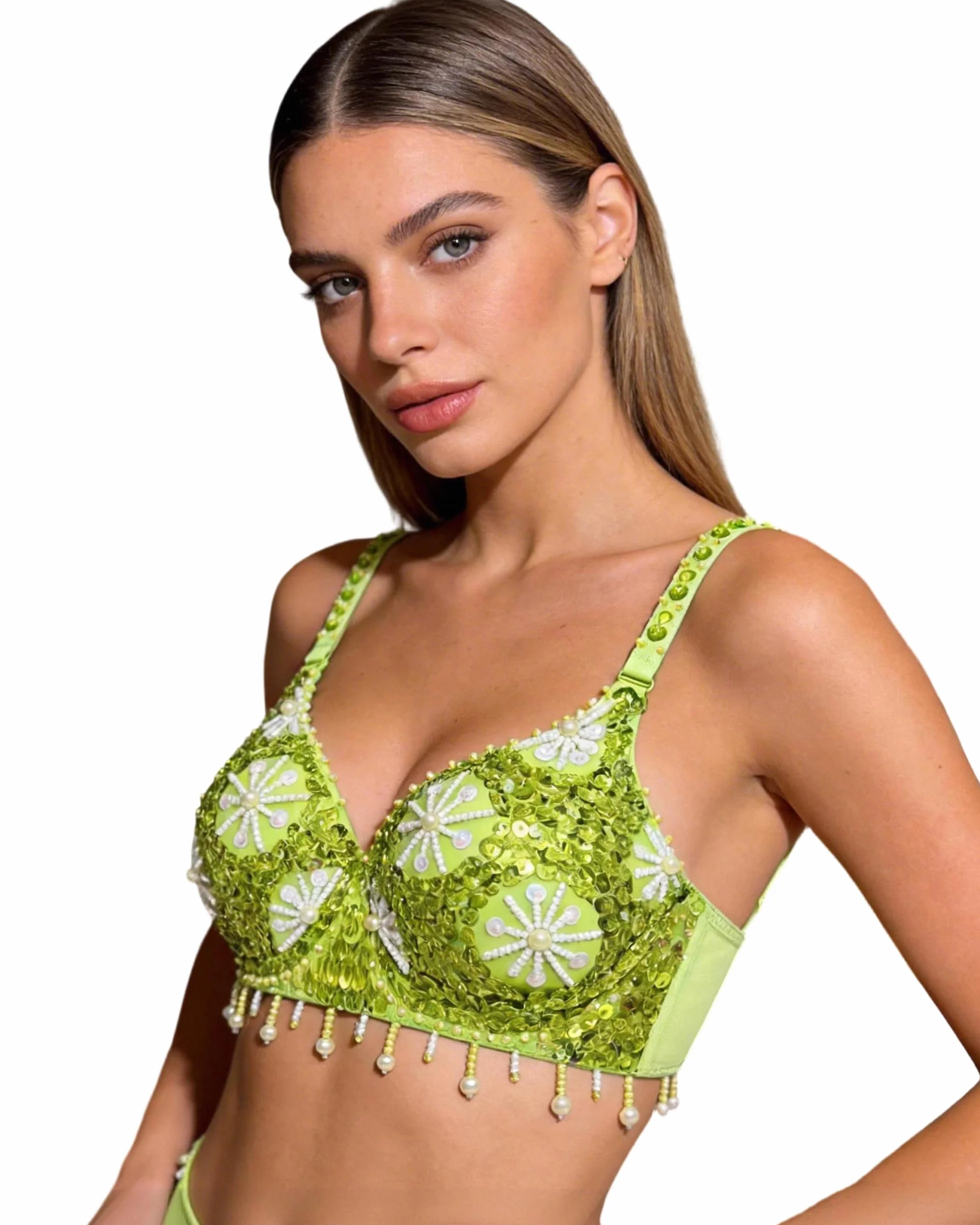 Royal SMEELASujetador con Lentejuelas para Mujer, Top con Lentejuelas para Danza del Vientre, Carnaval, Rave, Fiesta, Top Sujetador para Baile del Vientre