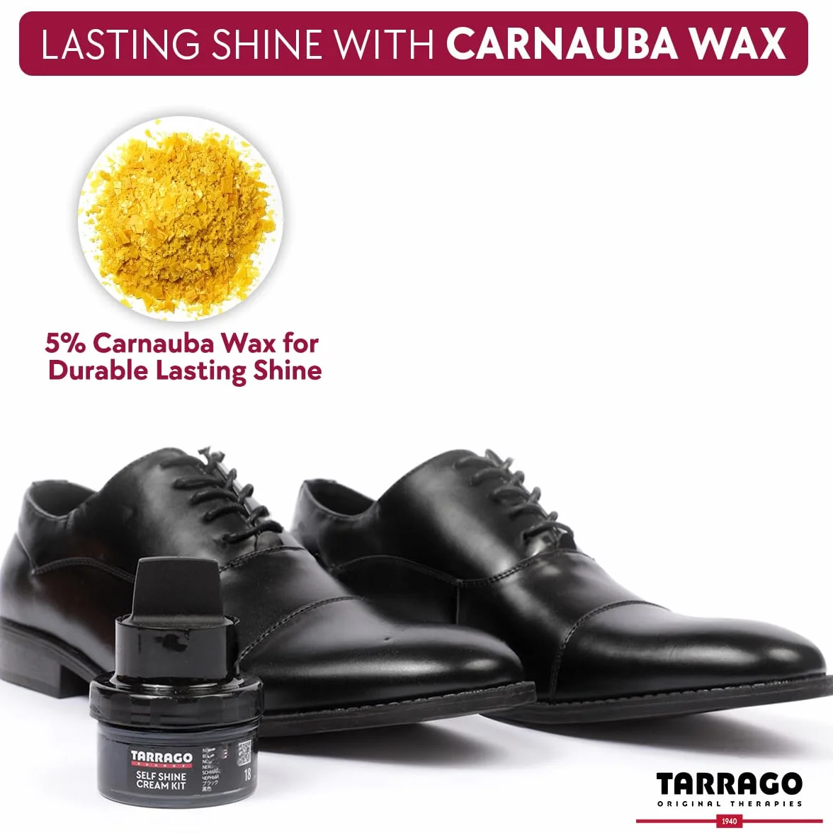 Tarrago Self Shine Cream Kit 50 ml | Crema de Ceras Autobrillante Para Zapatos | Apto para Cuero y Cuero Sintético | Betún para Zapatos