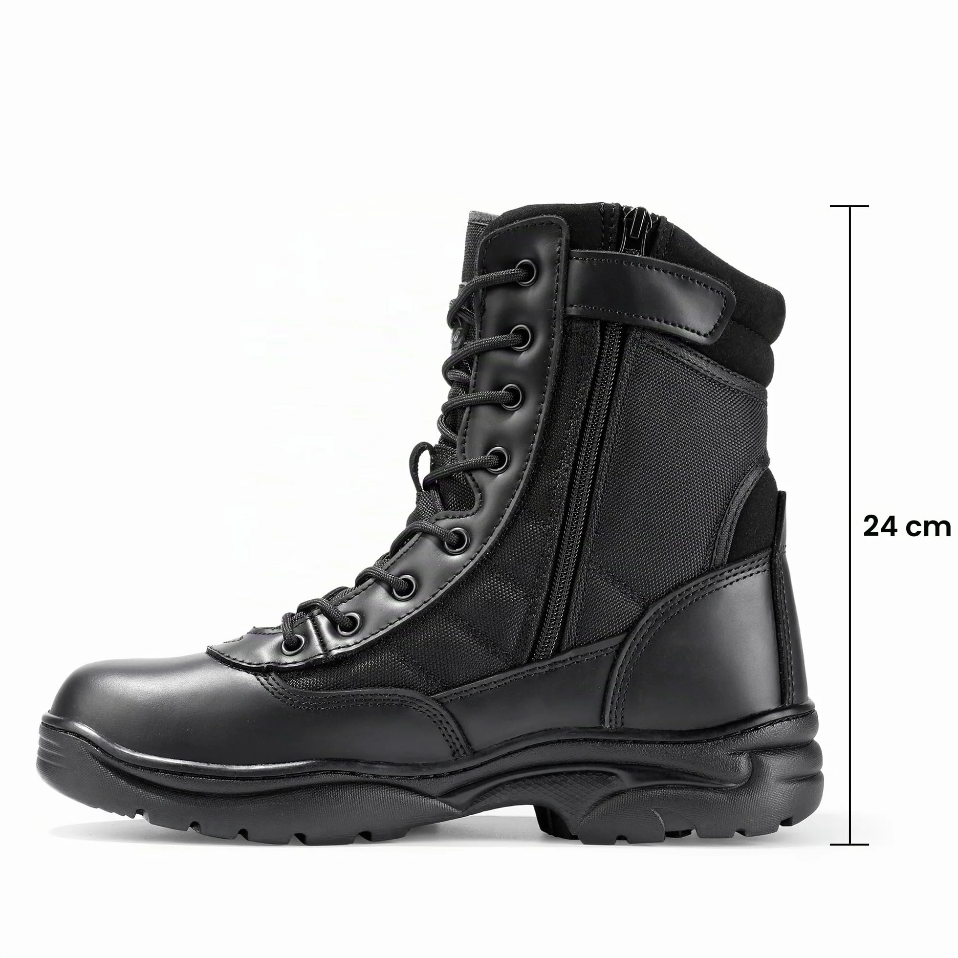 NORTIV 8 Botas de Trabajo Tácticas Militares para Hombre con Cremallera Lateral Botas de Combate de Motocicleta de Horma Ancho