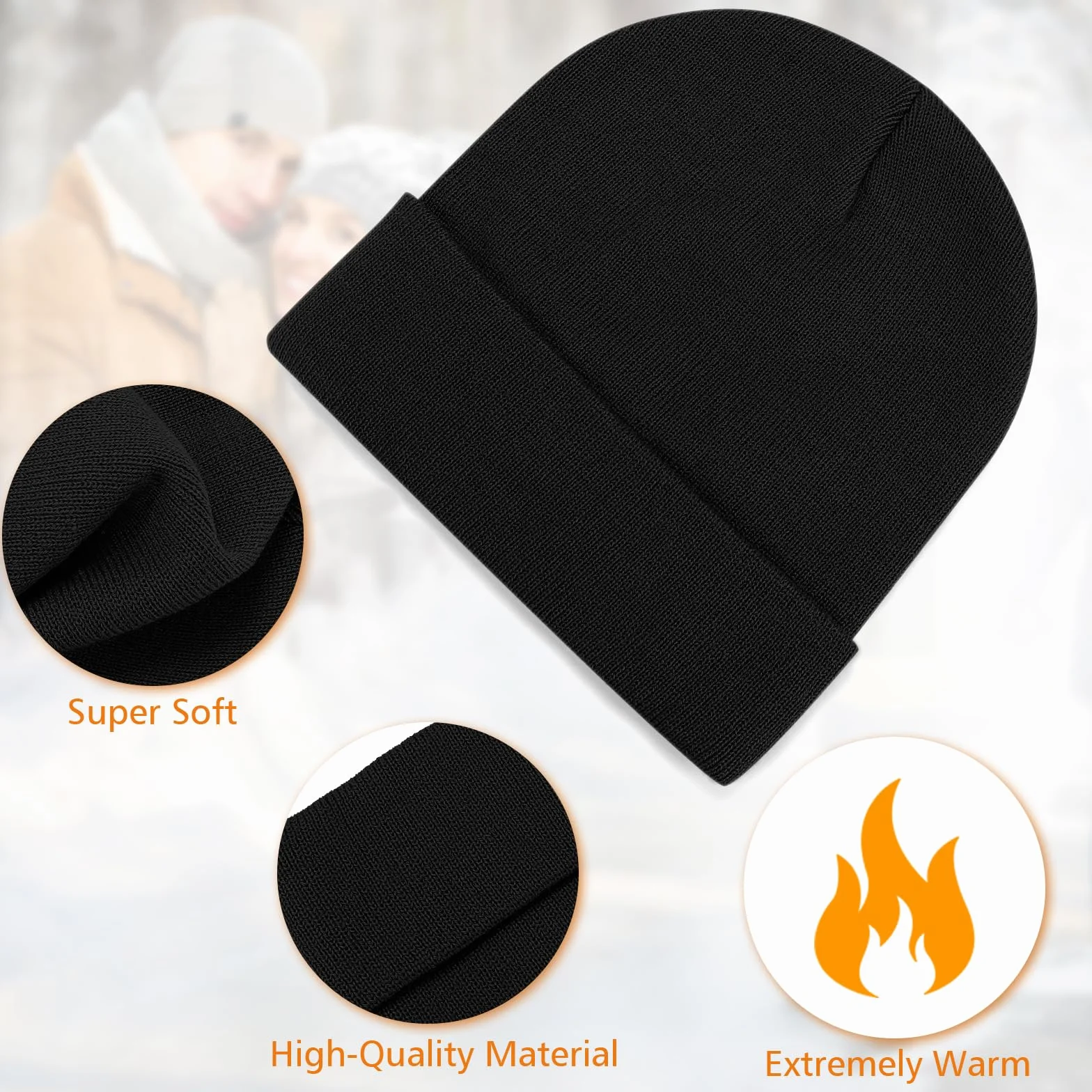Gorro de Invierno para Hombre y Mujer, Clásico Gorro de Invierno de Punto Elástico Básico