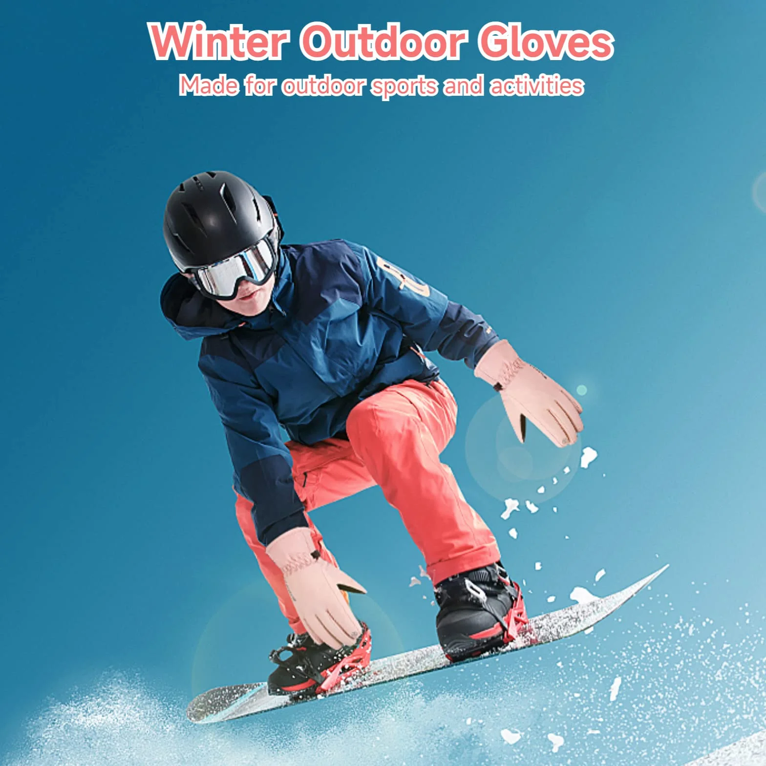 Guantes de esquí para mujer, guantes de invierno para congelador, cálidos, antideslizantes, impermeables, ligeros, para pantalla táctil, guantes protectores para clima frío, para correr,