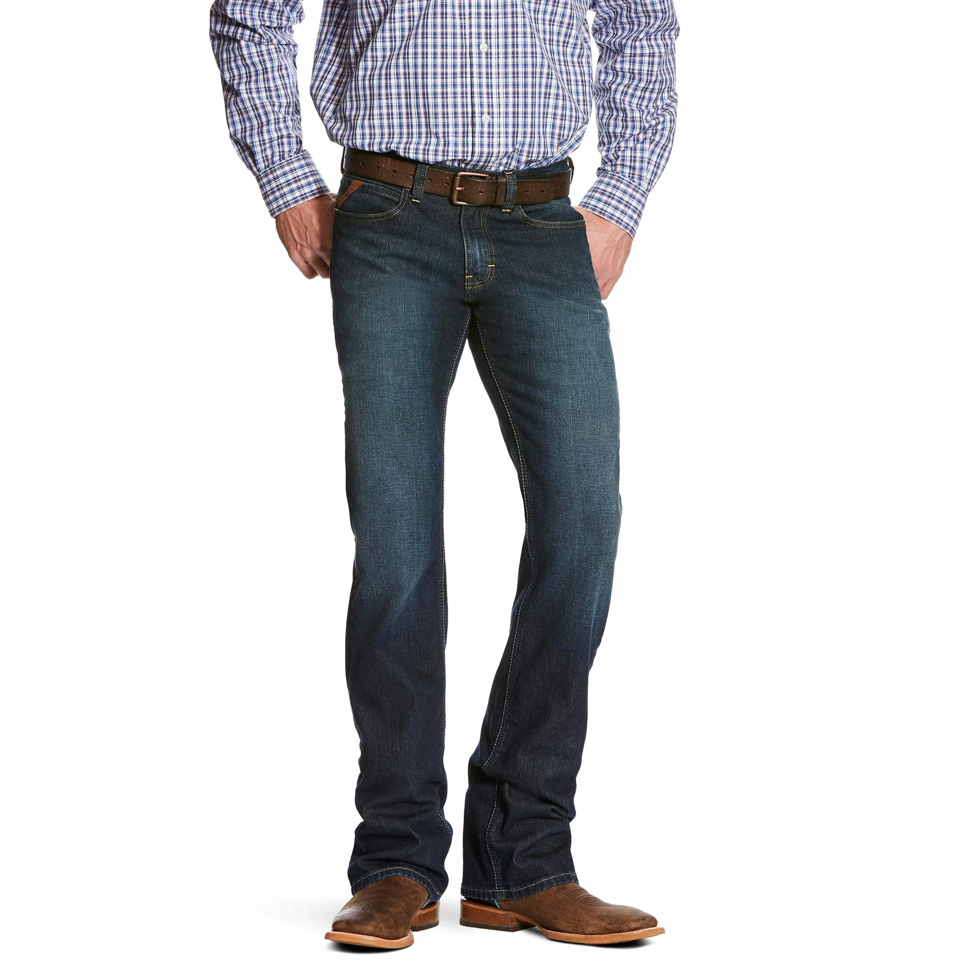 ARIAT M7 Rocker Stretch Coltrane - Pantalón de Mezclilla Apilable de Pierna Recta - Jeans Hombre