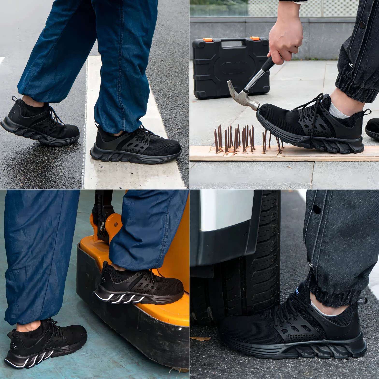 Hitmars Zapatos de Seguridad Hombre Zapatillas de Seguridad Mujer Zapatillas de Trabajo Punta de Acero Safety Shoes Calzado de Seguridad Ligero Negro EU 37