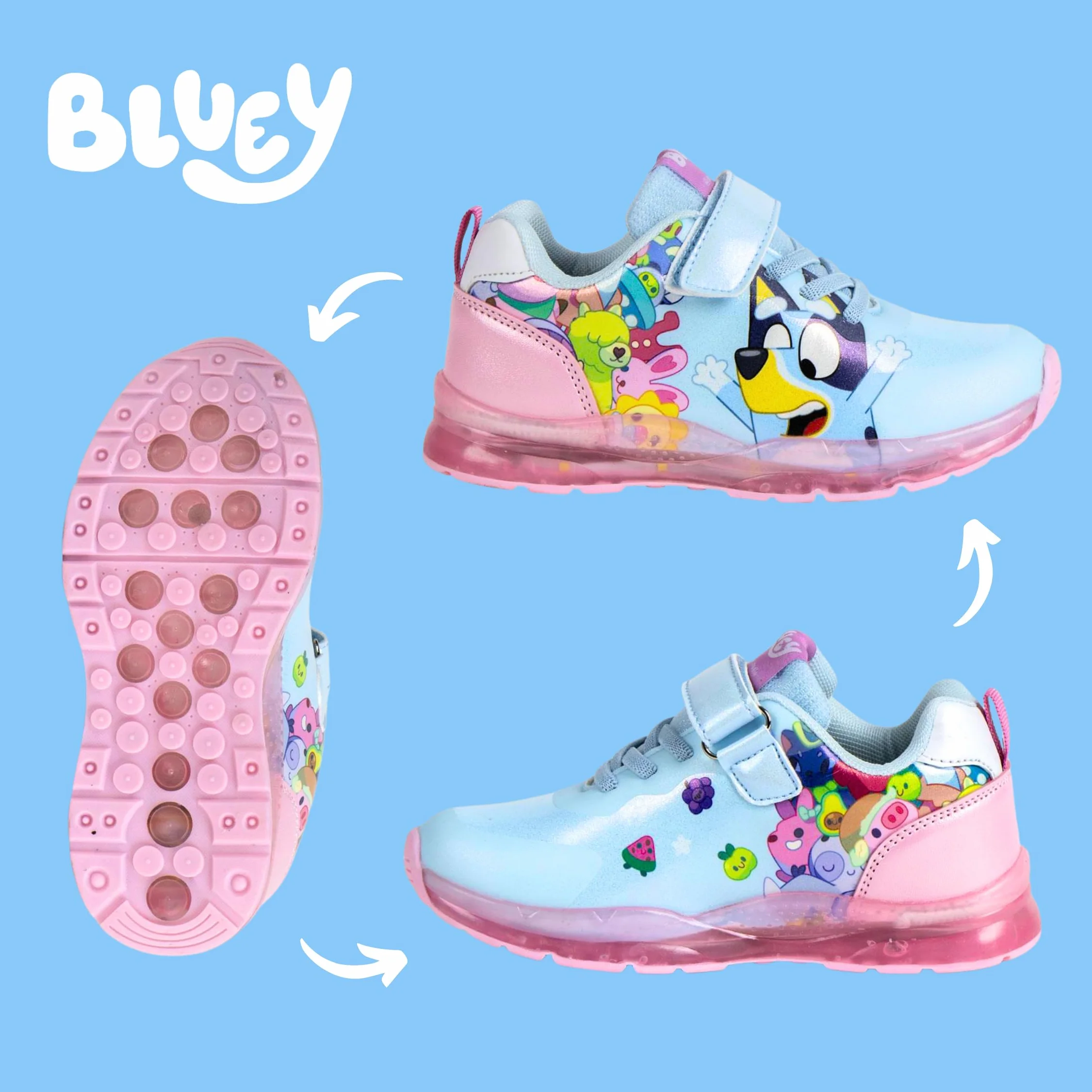 Bluey Zapatos Niñas, Calzado Infantil, Deportivas Diseño Brillante, Incluye Caja de Regalo, Tallas EU 23 a 28