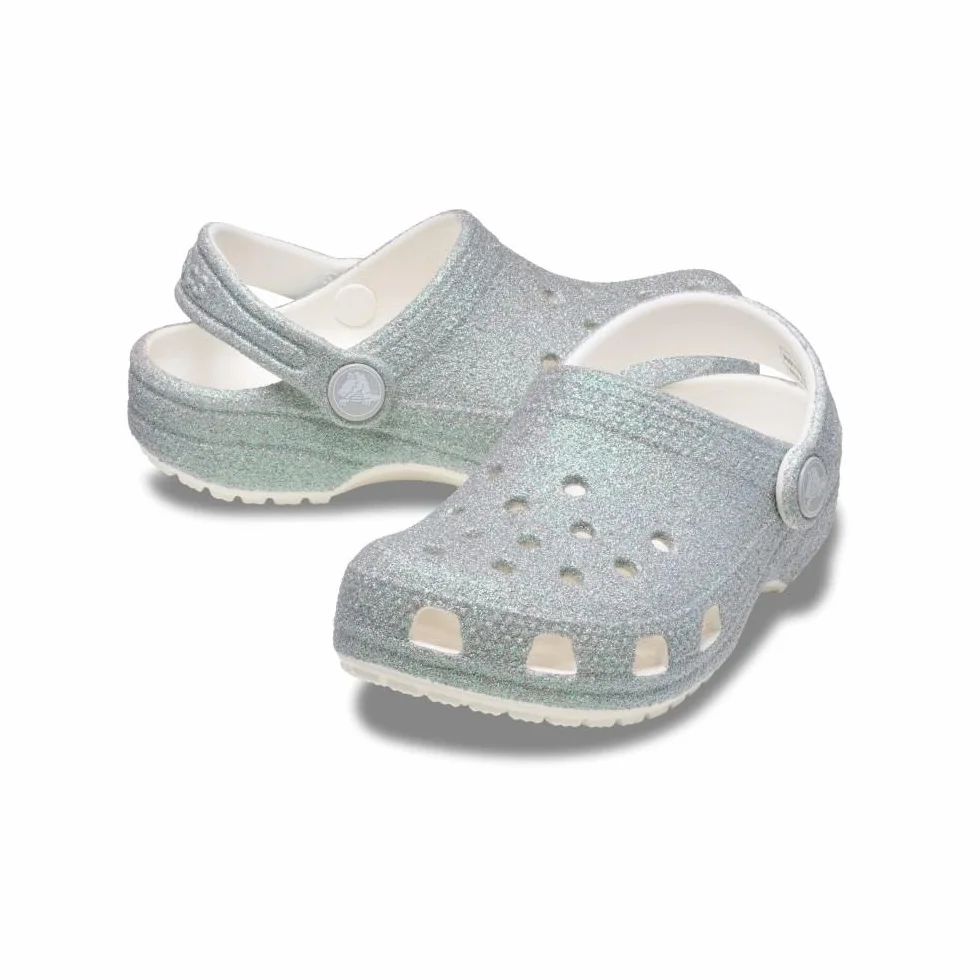 Crocs Classic Iridescent Glitter Cgk, Zuecos Unisex niños, Blanco, 32/33 EU