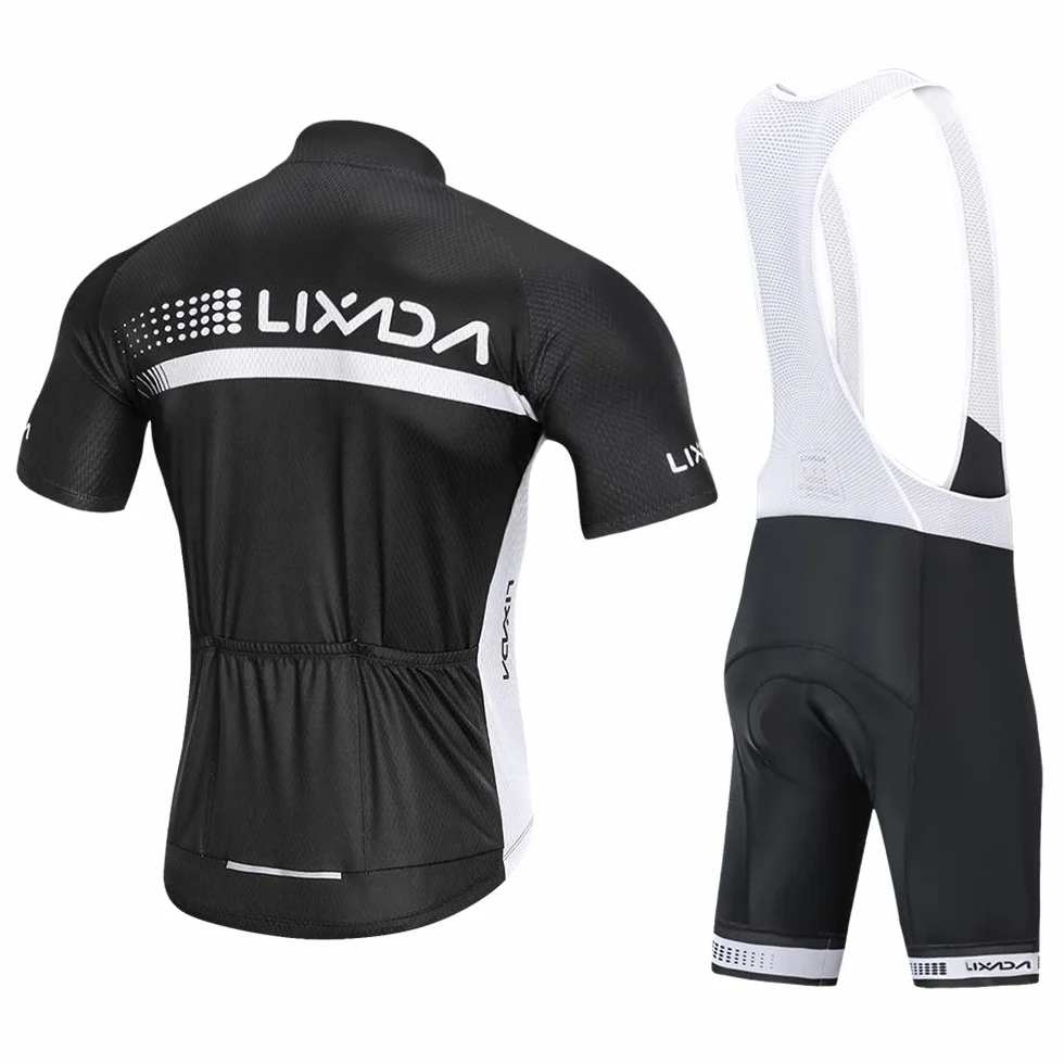 Lixada Traje Ciclismo Hombre, Ropa Ciclismo Hombre Culote Bicicleta Hombre Equipacion Ciclismo Hombre Mallot y Culot MTB, Jersey + Pantalones Cortos y Babero MTB TranspirableAcolchado para Ciclismo