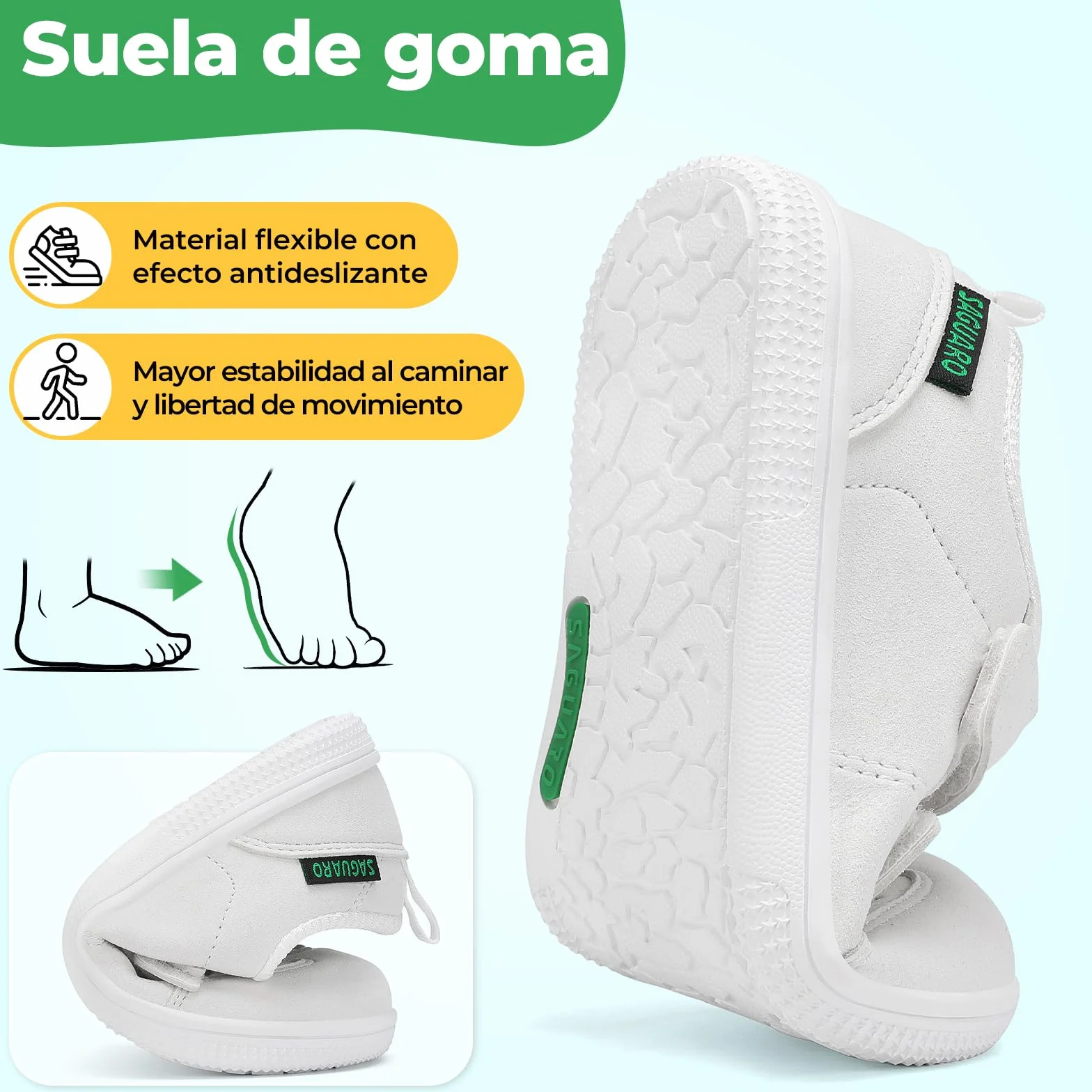 Saguaro Zapatillas Barefoot Casuales para niños con Cierre de Gancho y Bucle, para el día a día y el Colegio, Gr.25-35