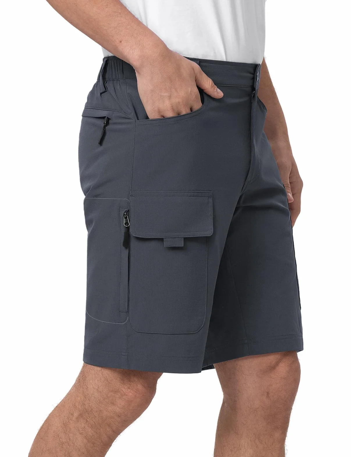 Moosehill Pantalones cortos para hombre, pantalones de senderismo, pantalones cortos cargo impermeables con 6 bolsillos, ligeros, transpirables, pantalones de ciclismo para hombre, bermudas cortas,