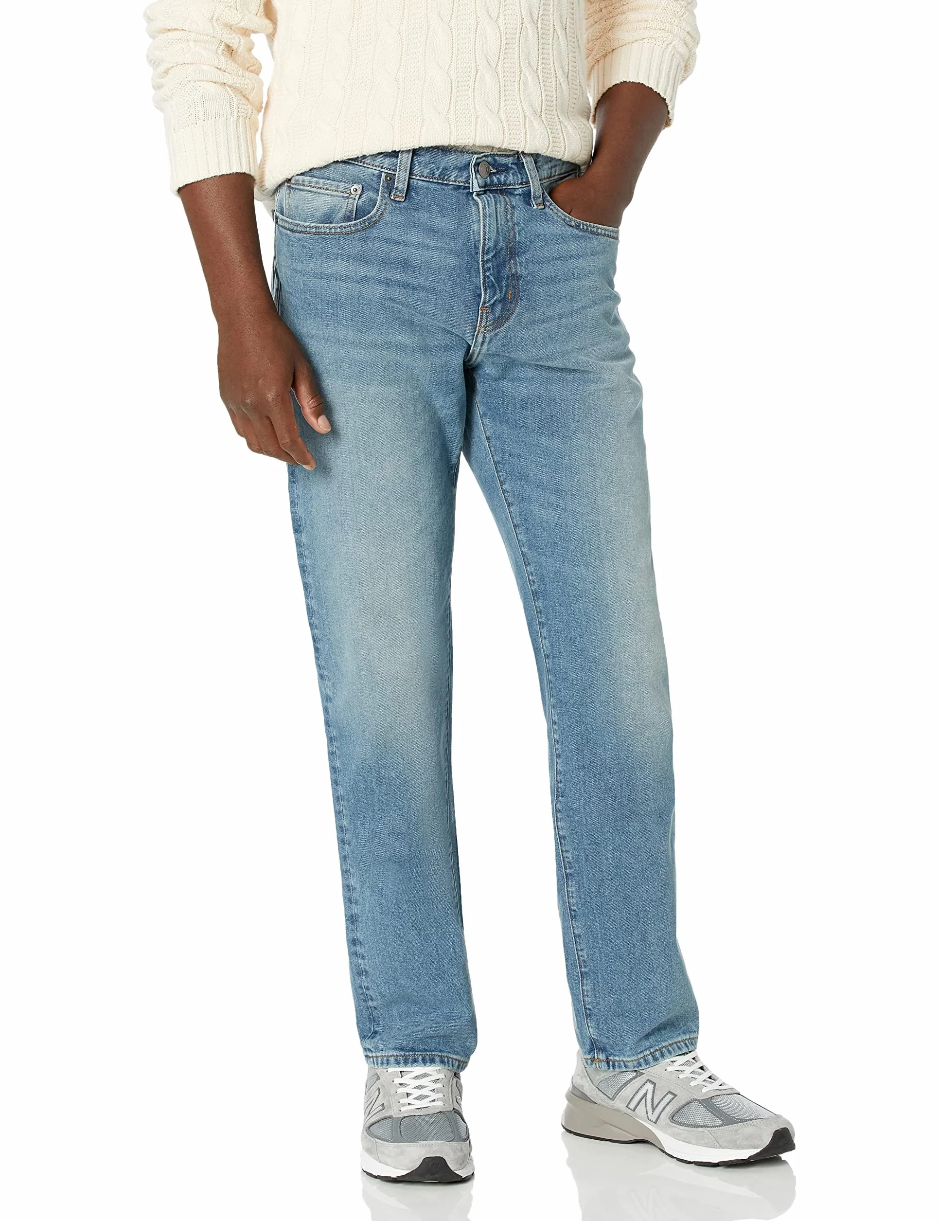 Amazon Essentials Pantalón Vaquero Elástico de Ajuste Recto - colores interrumpidos Hombre