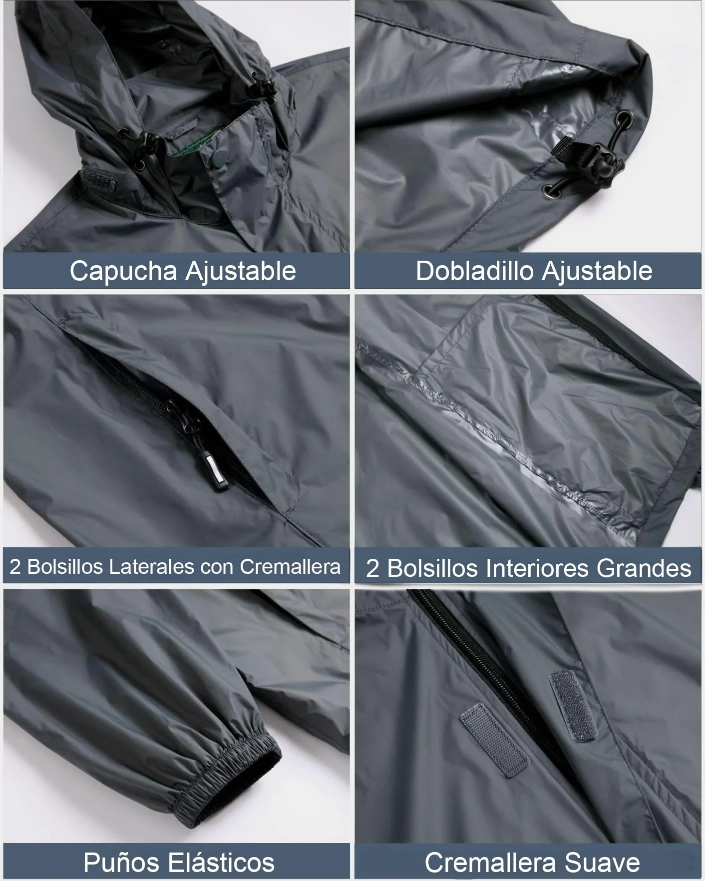 LZLER Chubasqueros para hombre, impermeables, ligeros, plegables, cortavientos, chubasquero con capucha ajustable para senderismo, camping al aire libre