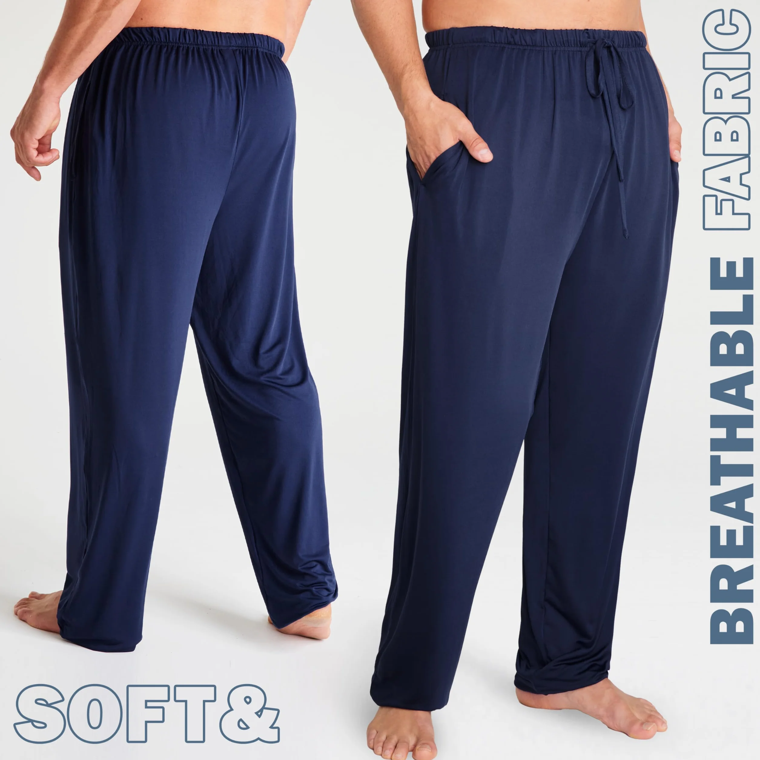 Get Trend Pantalones Pijama Hombre con Cintura Elástica y Cordón Ajustable, M-3XL, Pantalones Largos Cómodos de Estar por Casa