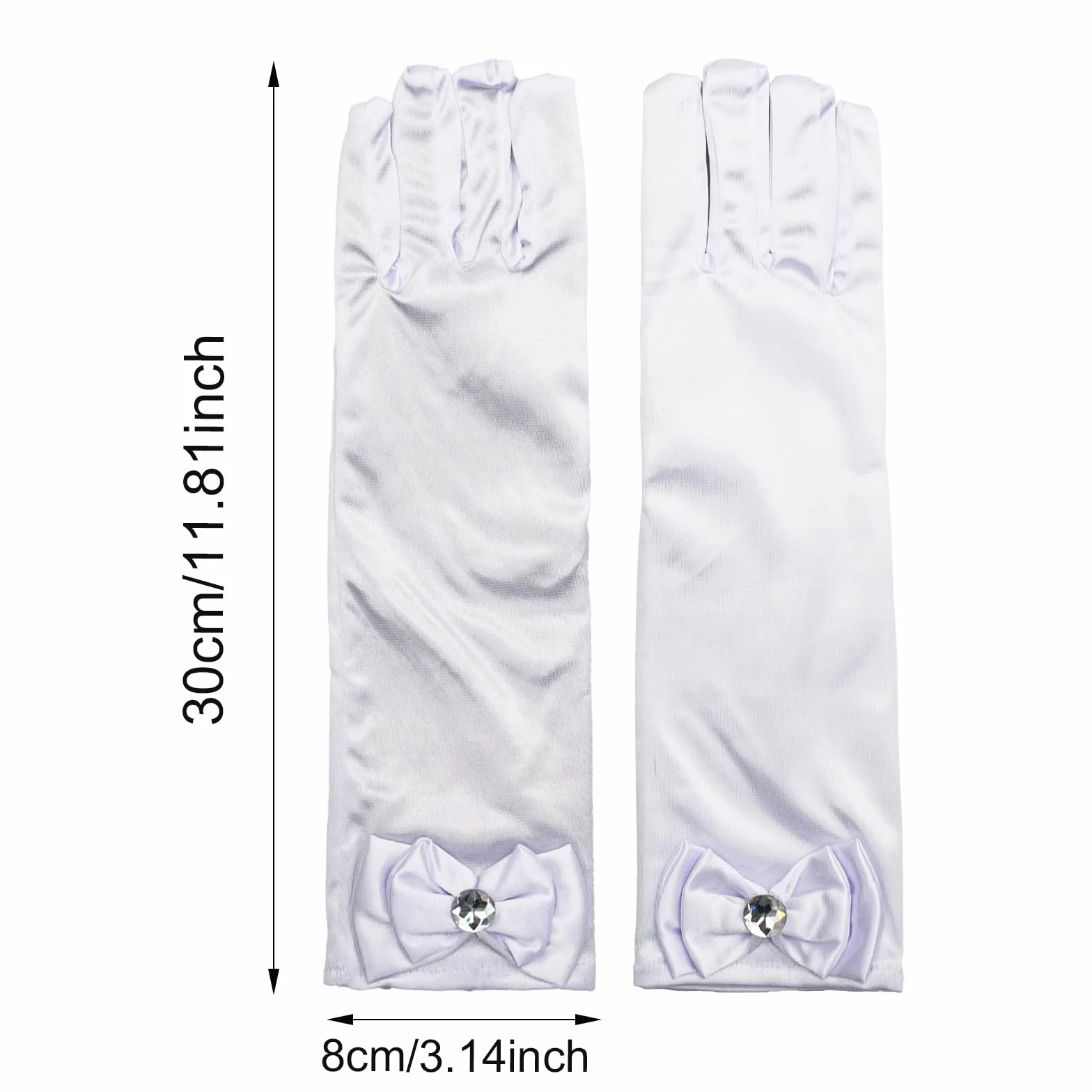 Guantes de Raso para NiñOs, Guantes Largos con Lazo y Diamantes para Boda, Guantes de Vestir, NiñA de Las Flores, CumpleañOs, CelebracióN de Fiestas, Guantes para Fiestas de Disfraces