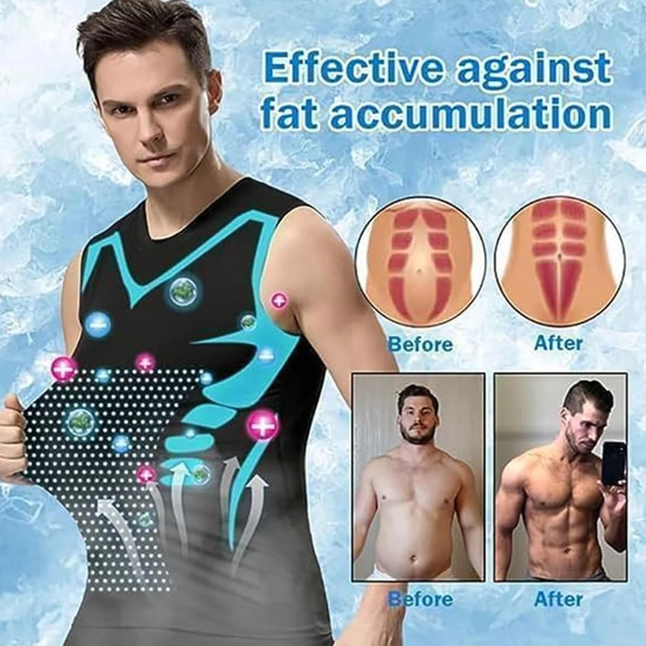 Vitaboost - Camiseta de compresión, nueva versión 2024, chaleco sin mangas con forma iónica, camiseta sin mangas de compresión para hombre, camiseta deportiva sin mangas para construir un cuerpo