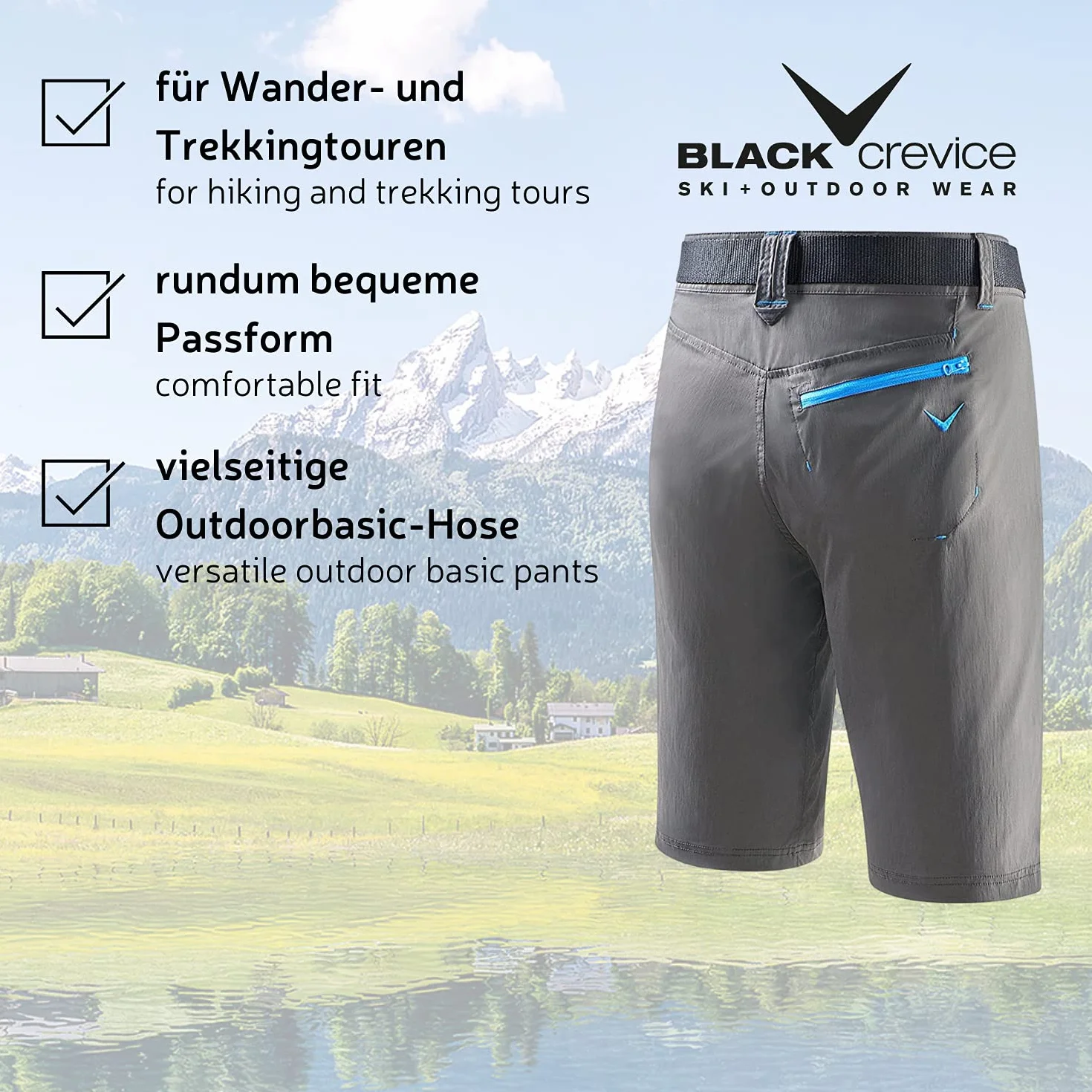 Black Crevice - Pantalones Cortos de Trekking para Hombre