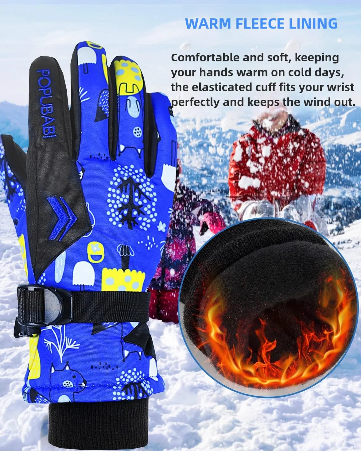 Guantes de Esquí para Niños, Impermeables y a Prueba de Viento, Cálidos Guantes de Nieve para Snowboard y Ciclismo